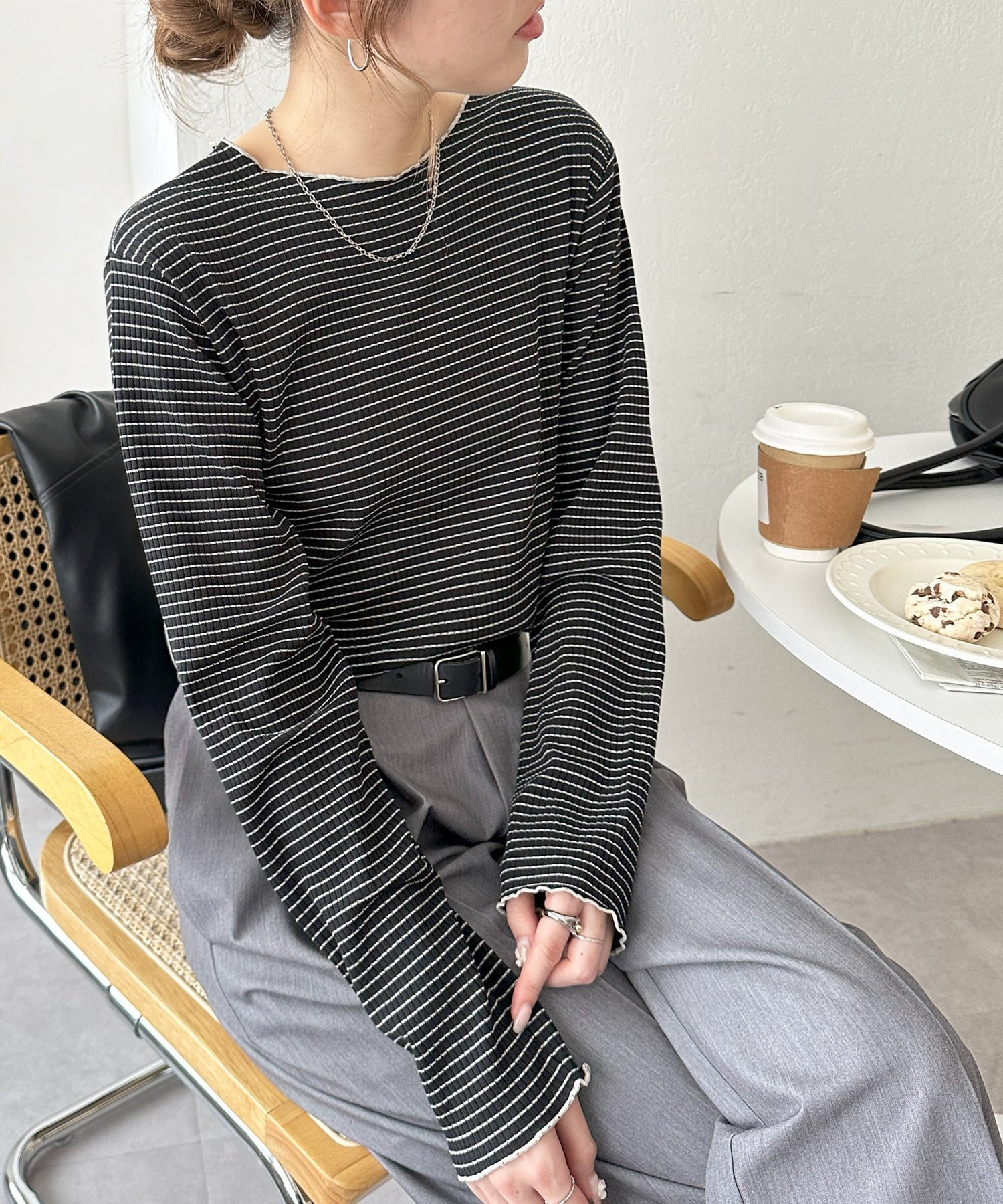 【ディスコート/Discoat】の【万能インナー/18色展開】前後2WAYリブメローロングスリーブ《WEB限定》 インテリア・キッズ・メンズ・レディースファッション・服の通販 founy(ファニー) 　ファッション　Fashion　レディースファッション　WOMEN　インナー　Inner　コンパクト　Compact　スリーブ　Sleeve　ロング　Long　ブラックその他1|ID: prp329100004476316 ipo3291000000031799273