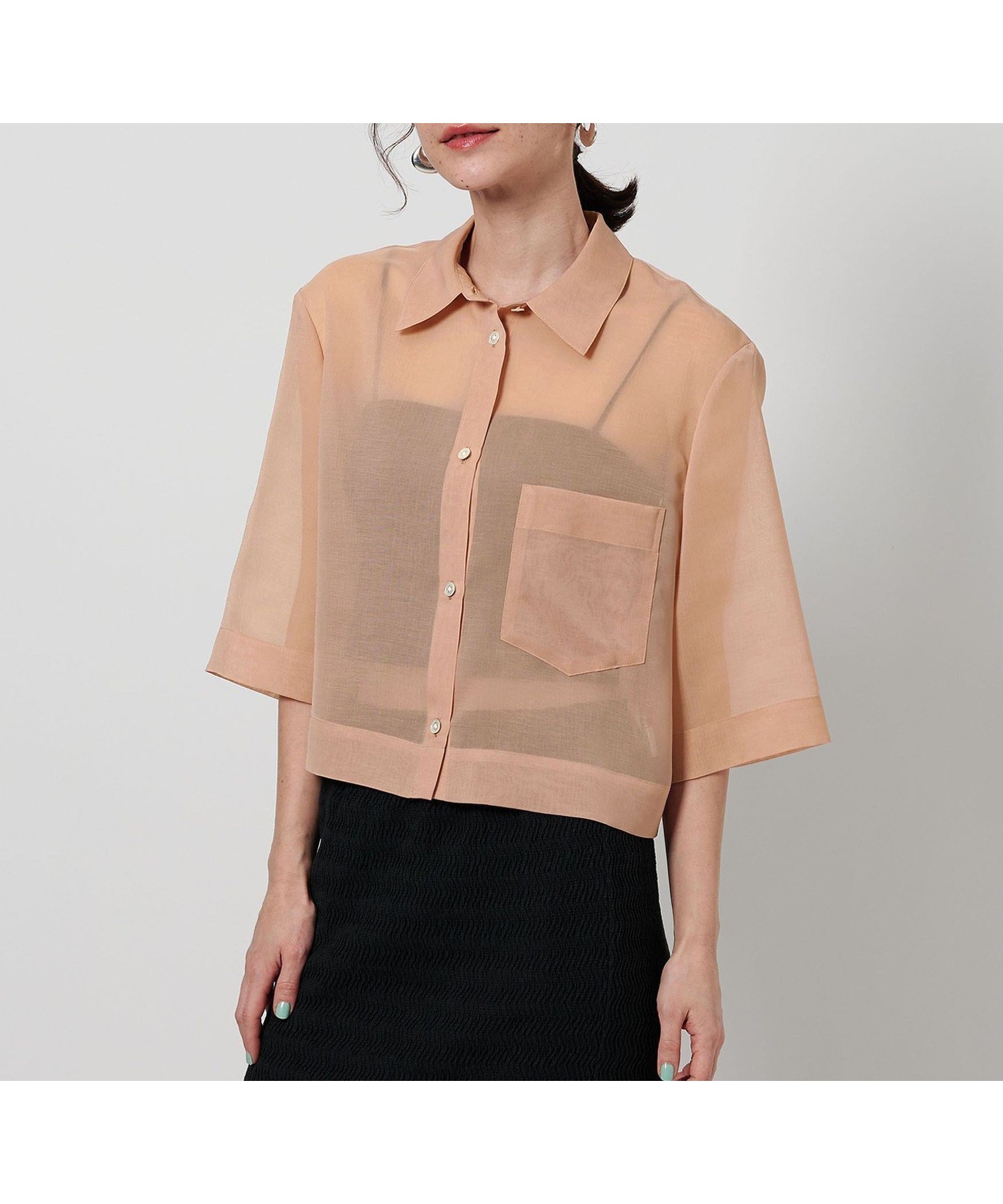 【ビューティ&ユース ユナイテッドアローズ/BEAUTY&YOUTH / UNITED ARROWS】のポリエステル オーガンジー シャツ -ウォッシャブル- インテリア・キッズ・メンズ・レディースファッション・服の通販 founy(ファニー) 　ファッション　Fashion　レディースファッション　Ladies' Fashion Online　トップス・カットソー　Tops/Tshirt　シャツ/ブラウス　Shirts/Blouses　ウォッシャブル　Washable　オーガンジー　Organdy　キャミソール　Camisole　シアー　Sheer　ショート　Short　シンプル　Simple　スラックス　Slacks　スリーブ　Sleeve　タンク　Tank　バランス　Balance　プリント　Print　ボックス　Box　ボトム　Bottom　羽織　Haori　おすすめ　Recommend　LT.PINK|ID: prp329100004476635 ipo3291000000032319020