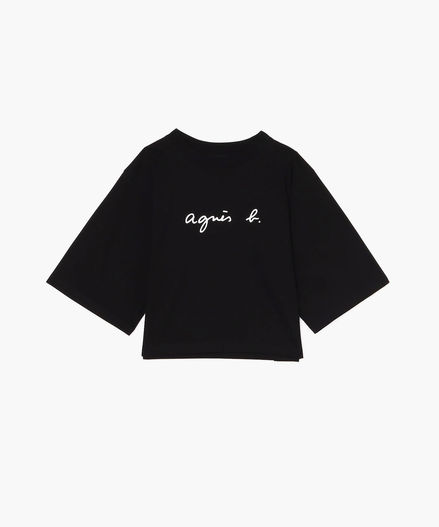 【アニエスベー ファム/agnes b. FEMME】のWEB限定 ロゴ コットン 五分袖 Tシャツ Yoko インテリア・キッズ・メンズ・レディースファッション・服の通販 founy(ファニー) 　ファッション　Fashion　レディースファッション　WOMEN　トップス・カットソー　Tops/Tshirt　シャツ/ブラウス　Shirts/Blouses　ロング / Tシャツ　T-Shirts　ショート　Short　スリーブ　Sleeve　ワイド　Wide　ブラック|ID: prp329100004476695 ipo3291000000031957301