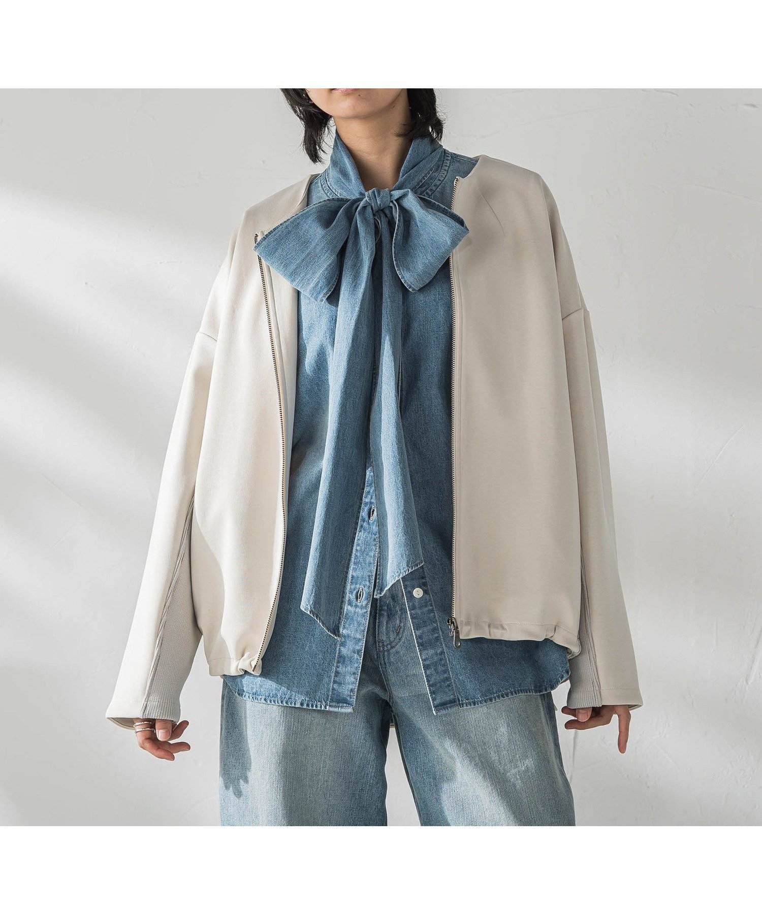 【メイソングレイ/MAYSON GREY】のダンボール*ニットノーカラーブルゾン≪手洗い可能≫ インテリア・キッズ・メンズ・レディースファッション・服の通販 founy(ファニー) 　ファッション　Fashion　レディースファッション　WOMEN　アウター　Coat Outerwear　ブルゾン　Blouson/Jackets　トップス・カットソー　Tops/Tshirt　ニット　Knit Tops　軽量　Lightweight　ジャージー　Jersey　バランス　Balance　パターン　Pattern　ブルゾン　Blouson　ミドル　Middle　無地　Plain Color　ロング　Long　ベージュ|ID: prp329100004476963 ipo3291000000031744423