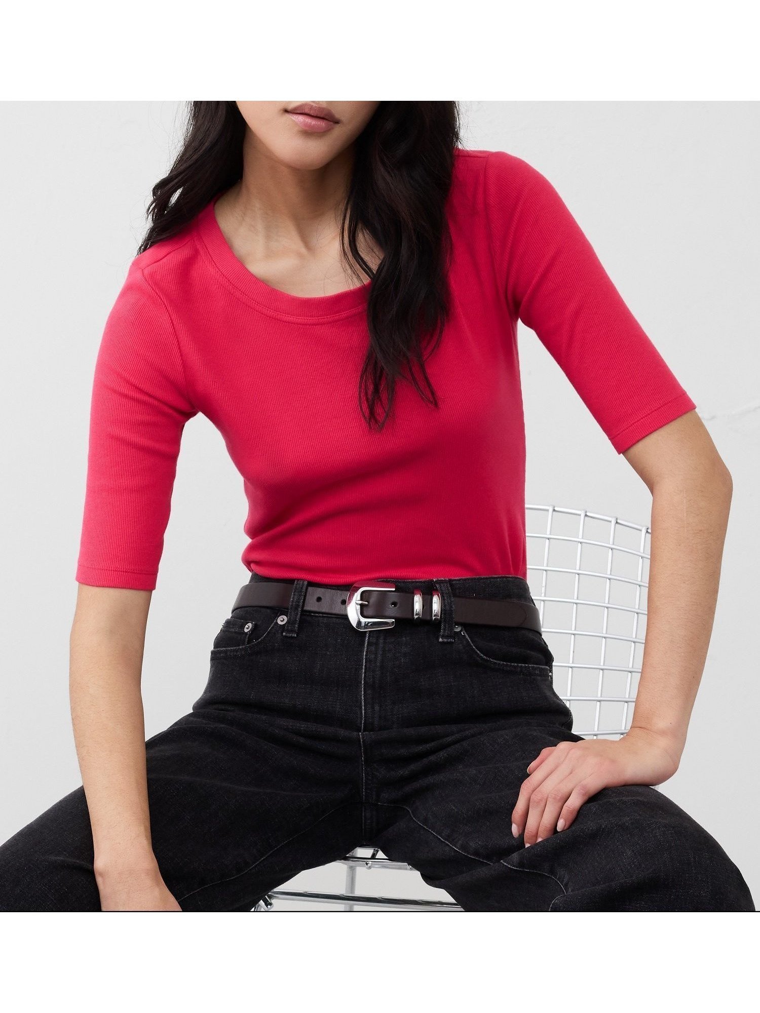 【バナナリパブリック ファクトリーストア/BANANA REPUBLIC FACTORY STORE】のBANANA REPUBLIC FACTORY STORE リブTシャツ インテリア・キッズ・メンズ・レディースファッション・服の通販 founy(ファニー) 　ファッション　Fashion　レディースファッション　WOMEN　トップス・カットソー　Tops/Tshirt　シャツ/ブラウス　Shirts/Blouses　ロング / Tシャツ　T-Shirts　インナー　Inner　ジャケット　Jacket　デコルテ　Decolletage　ベーシック　Basic　CORAL_GEM|ID: prp329100004477001 ipo3291000000031957484