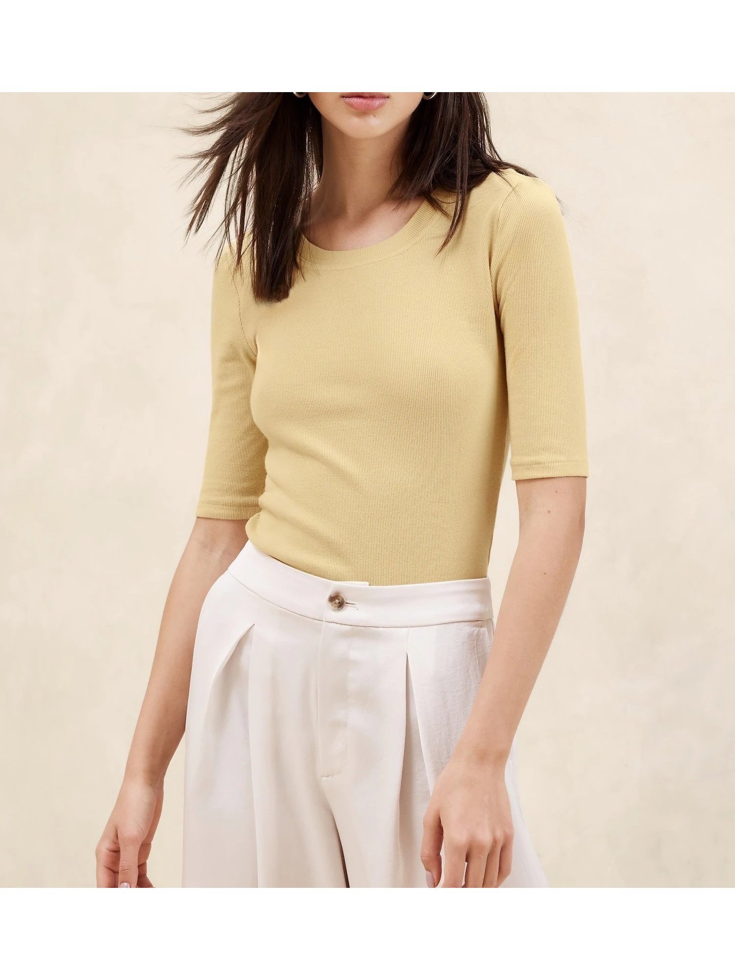 【バナナリパブリック ファクトリーストア/BANANA REPUBLIC FACTORY STORE】のBANANA REPUBLIC FACTORY STORE リブTシャツ インテリア・キッズ・メンズ・レディースファッション・服の通販 founy(ファニー) 　ファッション　Fashion　レディースファッション　WOMEN　トップス・カットソー　Tops/Tshirt　シャツ/ブラウス　Shirts/Blouses　ロング / Tシャツ　T-Shirts　インナー　Inner　ジャケット　Jacket　デコルテ　Decolletage　ベーシック　Basic　GOLDEN_RATTAN|ID: prp329100004477001 ipo3291000000031957488