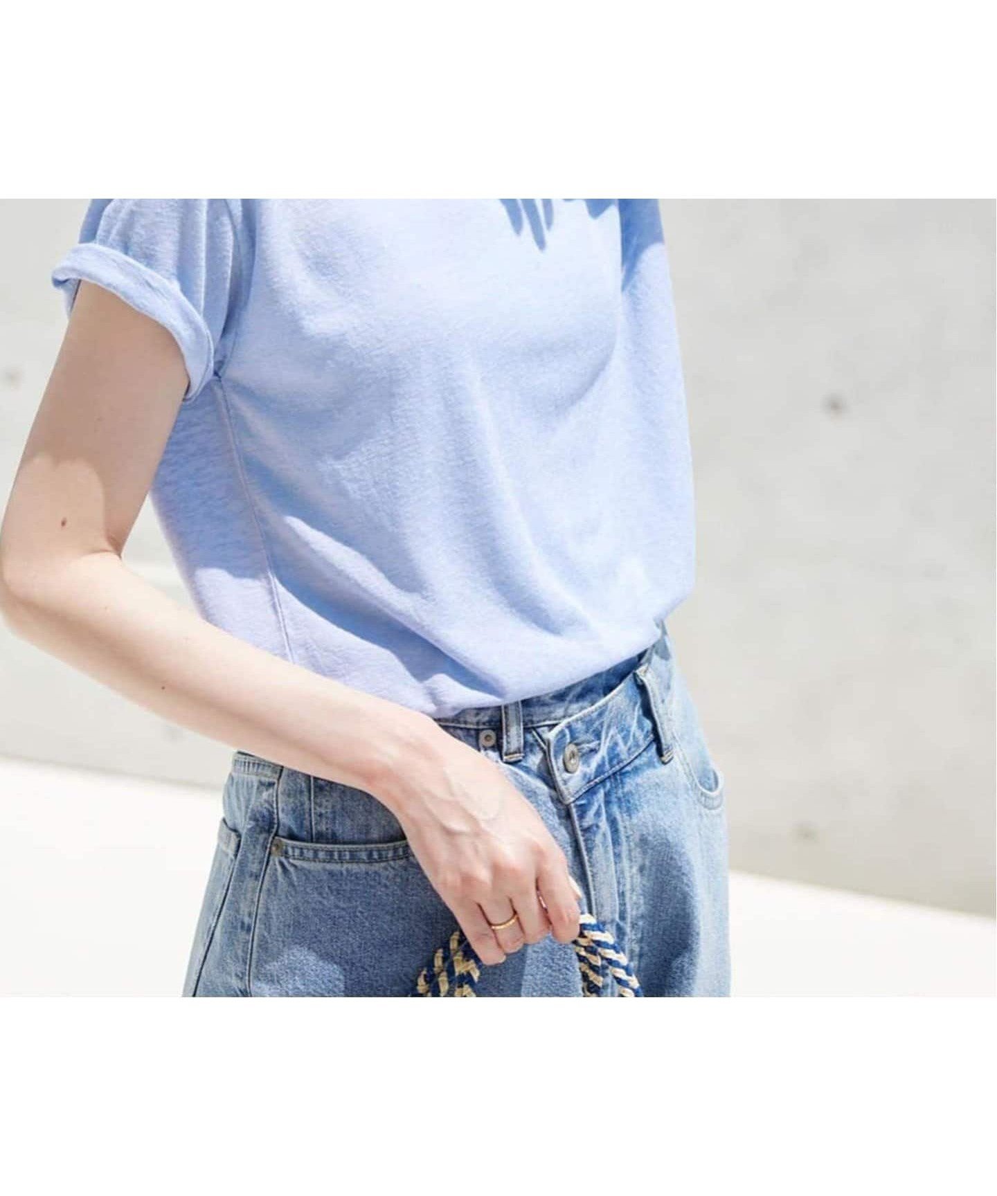 【スローブ イエナ/SLOBE IENA】の《追加》スラブ5分袖TEE インテリア・キッズ・メンズ・レディースファッション・服の通販 founy(ファニー) 　ファッション　Fashion　レディースファッション　Ladies' Fashion Online　トップス・カットソー　Tops/Tshirt　2025年　2025　2025春夏・S/S　Ss,Spring/Summer,2025　オレンジ　Orange　サックスブルー B|ID: prp329100004477045 ipo3291000000032395879