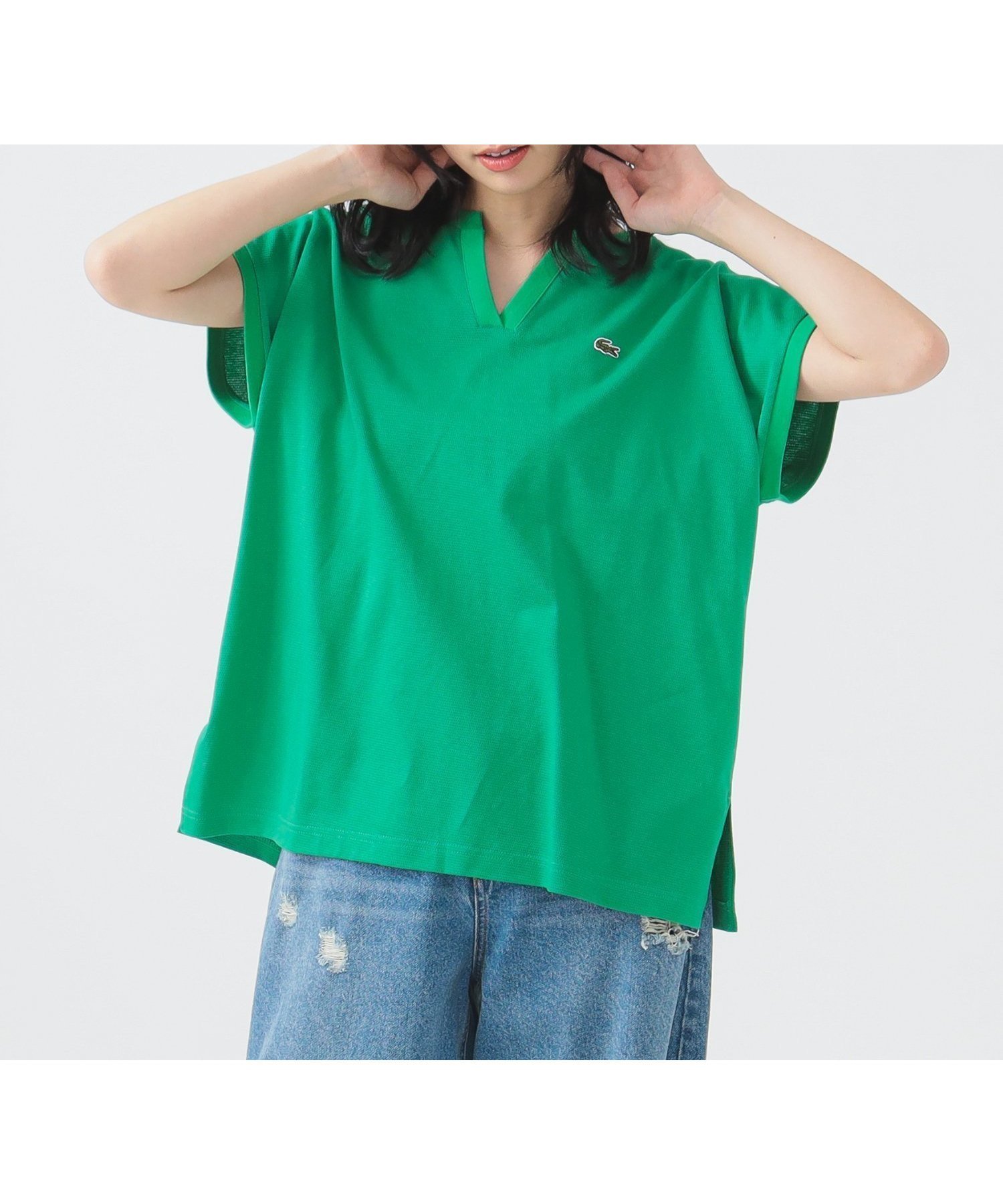 【ビーミングライフストアバイビームス/B:MING LIFE STORE by BEAMS】の【別注】LACOSTE / カノコ ハーフスリーブ Tシャツ 25SS 定番 リラックス おでかけ 体型カバー インテリア・キッズ・メンズ・レディースファッション・服の通販 founy(ファニー) 　ファッション　Fashion　レディースファッション　WOMEN　トップス・カットソー　Tops/Tshirt　シャツ/ブラウス　Shirts/Blouses　ロング / Tシャツ　T-Shirts　鹿の子　Pique　スリット　Slit　スリーブ　Sleeve　デニム　Denim　定番　Standard　ハーフ　Half　バランス　Balance　ベーシック　Basic　別注　Special Order　リラックス　Relax　おすすめ　Recommend　2025年　2025　2025春夏・S/S　Ss,Spring/Summer,2025　GREEN|ID: prp329100004477101 ipo3291000000032262855