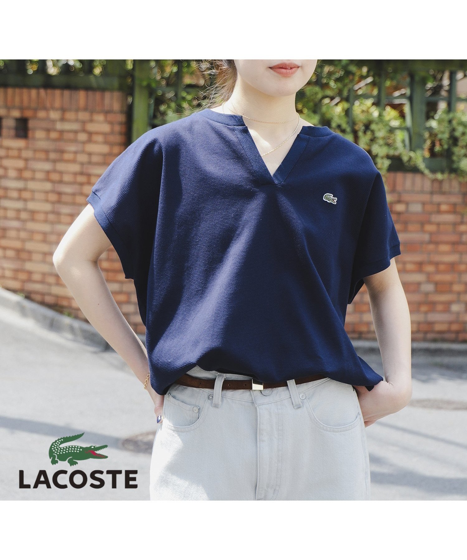 【ビーミングライフストアバイビームス/B:MING LIFE STORE by BEAMS】の【別注】LACOSTE / カノコ ハーフスリーブ Tシャツ 25SS 定番 リラックス おでかけ 体型カバー インテリア・キッズ・メンズ・レディースファッション・服の通販 founy(ファニー) 　ファッション　Fashion　レディースファッション　Fashion for Women　トップス・カットソー　Cut & Sew Tops　シャツ・ブラウス・オフィスカジュアル　Elegant Blouses & Button-Ups　ロングTシャツ・Tシャツ　Longline T-Shirts & Tees　鹿の子　Piqué, Kanoko Fabric　スリット　Slit, Slit Detail　スリーブ　Sleeve, Long Sleeve / Short Sleeve　デニム　Denim, Jeans Material　定番　Standard, Basic Item　ハーフ　Half, Half-Length　バランス　Balance, Style Balance　ベーシック　Basic, Essential　別注　Limited Edition, Custom Order　リラックス　Relax, Relaxed Fit　おすすめ　Recommended / Our Picks　2025年　2025　2025春夏・S/S　Spring/Summer 2025 SS25　NAVY|ID: prp329100004477101 ipo3291000000033223698