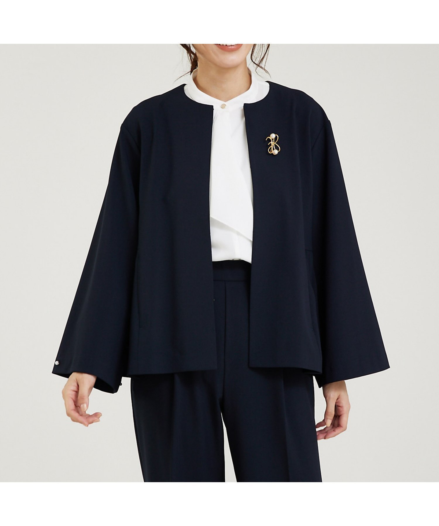 【アバハウスマヴィ/abahouse mavie】の【WEB Domani掲載】【セットアップ対応/エニデイカセット】ノーカラーボレ インテリア・キッズ・メンズ・レディースファッション・服の通販 founy(ファニー) 　ファッション　Fashion　レディースファッション　WOMEN　セットアップ　Setup　おすすめ　Recommend　ストレッチ　Stretch　スリーブ　Sleeve　セットアップ　Set Up　セレモニー　Ceremony　パール　Pearl　ペプラム　Peplum　人気　Popularity　ビジネス 仕事 通勤　Business　雑誌　Magazine　ダークネイビー|ID: prp329100004477471 ipo3291000000031653753