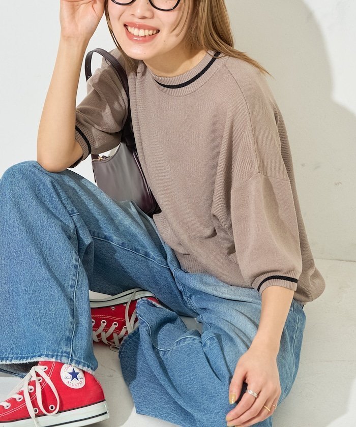 【フリークスストア/FREAK'S STORE】のサマーニット ライン 半袖 Tシャツ(ハンドウォッシャブル)【限定展開】 25SS インテリア・キッズ・メンズ・レディースファッション・服の通販 founy(ファニー) 　ファッション　Fashion　レディースファッション　WOMEN　トップス・カットソー　Tops/Tshirt　ニット　Knit Tops　シャツ/ブラウス　Shirts/Blouses　ロング / Tシャツ　T-Shirts　2025年　2025　2025春夏・S/S　Ss,Spring/Summer,2025　クラシカル　Classical　サマー　Summer　ベーシック　Basic　半袖　Short Sleeve　夏　Summer　S/S・春夏　Ss・Spring/Summer　ベージュ|ID: prp329100004477633 ipo3291000000032319213