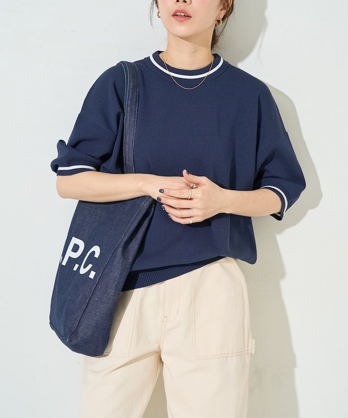 【フリークスストア/FREAK'S STORE】のサマーニット ライン 半袖 Tシャツ(ハンドウォッシャブル)【限定展開】 25SS インテリア・キッズ・メンズ・レディースファッション・服の通販 founy(ファニー) 　ファッション　Fashion　レディースファッション　WOMEN　トップス・カットソー　Tops/Tshirt　ニット　Knit Tops　シャツ/ブラウス　Shirts/Blouses　ロング / Tシャツ　T-Shirts　2025年　2025　2025春夏・S/S　Ss,Spring/Summer,2025　クラシカル　Classical　サマー　Summer　ベーシック　Basic　半袖　Short Sleeve　夏　Summer　S/S・春夏　Ss・Spring/Summer　ネイビー|ID: prp329100004477633 ipo3291000000032319215