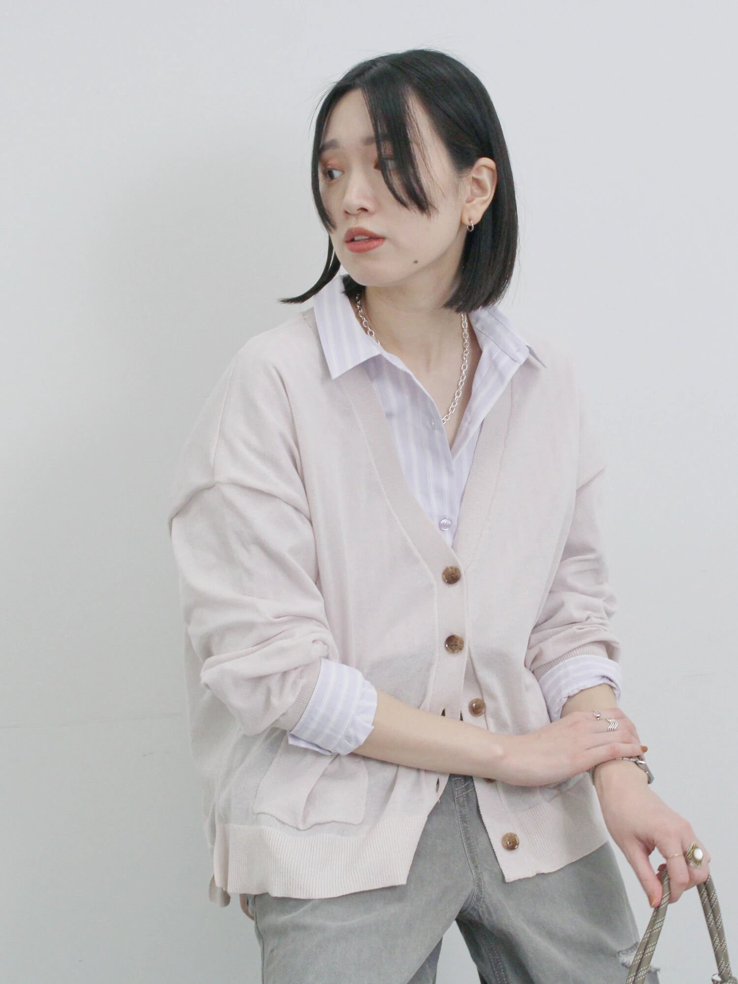 【サマンサモスモス/Samansa Mos2】のマルチスタイルVネックカーディガン インテリア・キッズ・メンズ・レディースファッション・服の通販 founy(ファニー) 　ファッション　Fashion　レディースファッション　WOMEN　トップス・カットソー　Tops/Tshirt　カーディガン　Cardigans　Vネック　V-Neck　カーディガン　Cardigan　スリット　Slit　ライトベージュ|ID: prp329100004477658 ipo3291000000031938264
