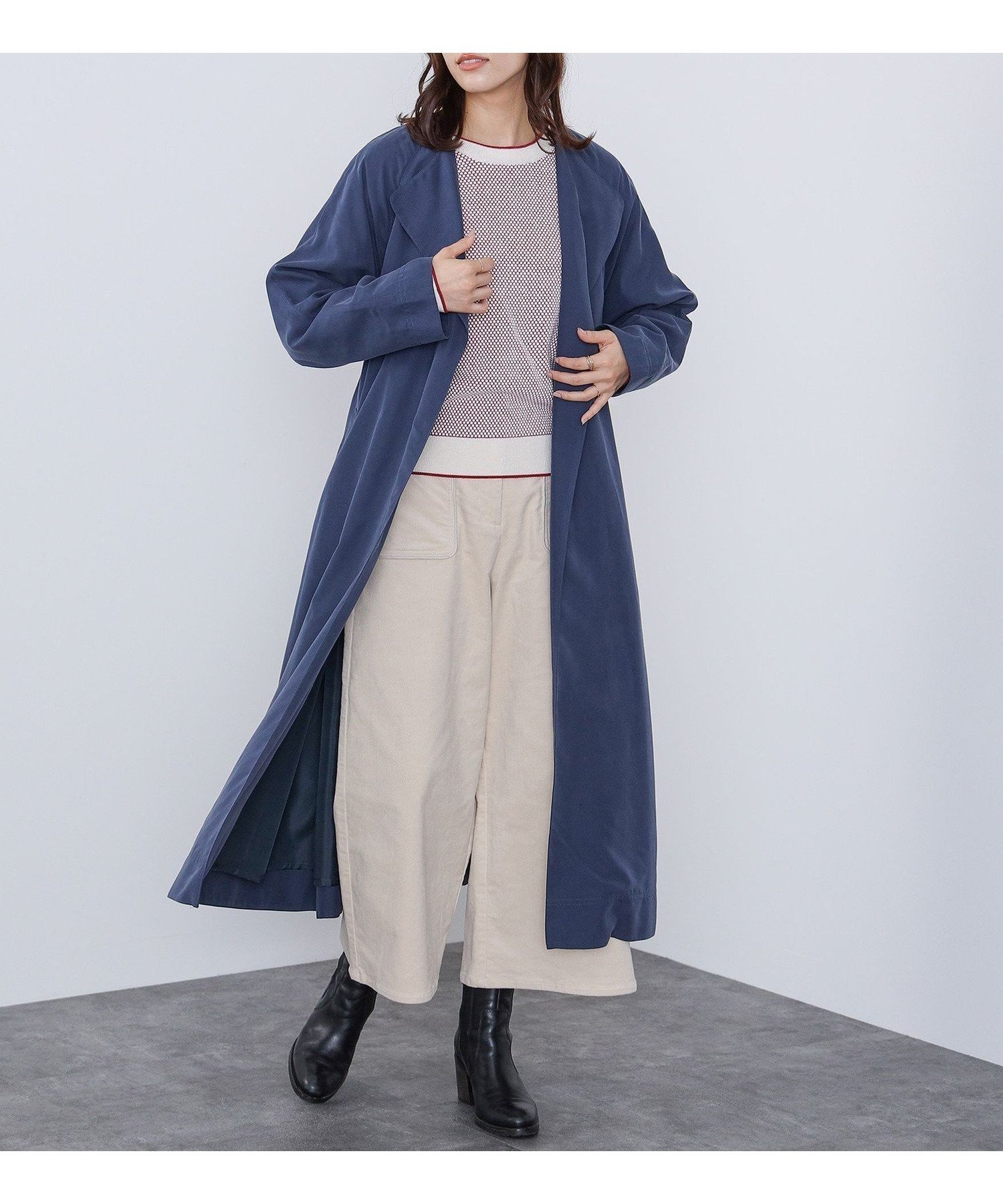 【その他のブランド/Other】のノーカラー ソフトトレンチコート 人気、トレンドファッション・服の通販 founy(ファニー) 　ファッション　Fashion　レディースファッション　WOMEN　アウター　Coat Outerwear　コート　Coats　トレンチコート　Trench Coats　トレンド　Trend　フロント　Front　リラックス　Relax　ロング　Long　 other-1|ID: prp329100004477734 ipo3291000000031745532