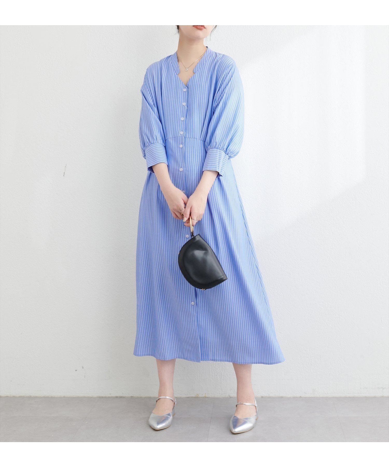 【ナチュラルクチュール/natural couture】のタックシャツワンピース インテリア・キッズ・メンズ・レディースファッション・服の通販 founy(ファニー) 　ファッション　Fashion　レディースファッション　WOMEN　ワンピース　Dress　シャツワンピース　Shirt Dresses　アクセサリー　Accessories　カーディガン　Cardigan　ギャザー　Gather　スキッパー　Skipper　スリーブ　Sleeve　ダウン　Down　デコルテ　Decolletage　デニム　Denim　ポケット　Pocket　ロング　Long　おすすめ　Recommend　エレガント 上品　Elegant　2025年　2025　2025春夏・S/S　Ss,Spring/Summer,2025　ブルー|ID: prp329100004477839 ipo3291000000031963391