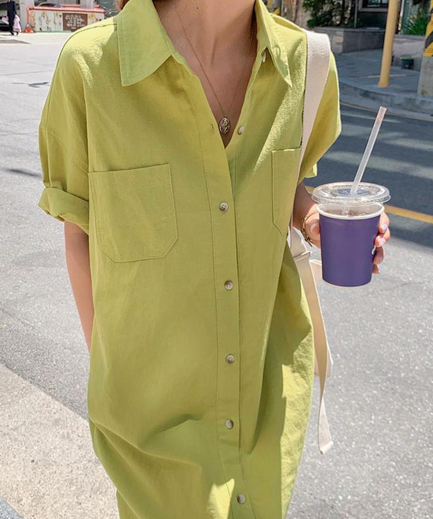 【ジュノア/JUNOAH】のリラックスマキシ丈シャツワンピース インテリア・キッズ・メンズ・レディースファッション・服の通販 founy(ファニー) 　ファッション　Fashion　レディースファッション　WOMEN　ワンピース　Dress　シャツワンピース　Shirt Dresses　マキシ　Maxi　リラックス　Relax　ピスタチオ|ID: prp329100004477928 ipo3291000000031842455