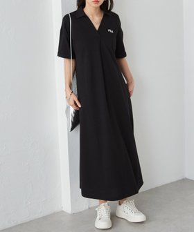 【ラナン/Ranan】のFILA ゆったりフレアーポロワンピース 人気、トレンドファッション・服の通販 founy(ファニー) ファッション Fashion レディースファッション WOMEN ワンピース Dress シンプル Simple ポケット Pocket ポロシャツ Polo Shirt 夏 Summer 鹿の子 Pique |ID:prp329100004478064
