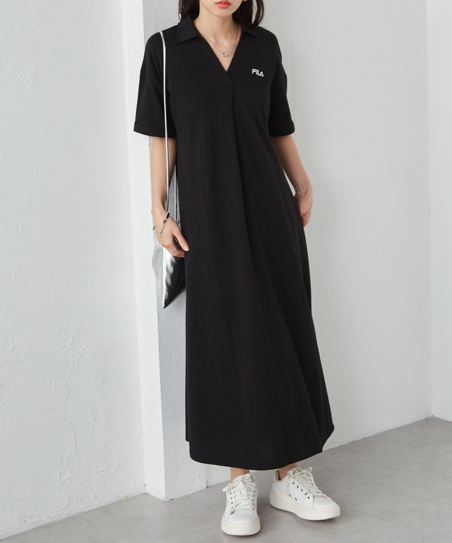 【ラナン/Ranan】のFILA ゆったりフレアーポロワンピース 人気、トレンドファッション・服の通販 founy(ファニー) 　ファッション　Fashion　レディースファッション　WOMEN　ワンピース　Dress　シンプル　Simple　ポケット　Pocket　ポロシャツ　Polo Shirt　夏　Summer　鹿の子　Pique　 other-1|ID: prp329100004478064 ipo3291000000032300462