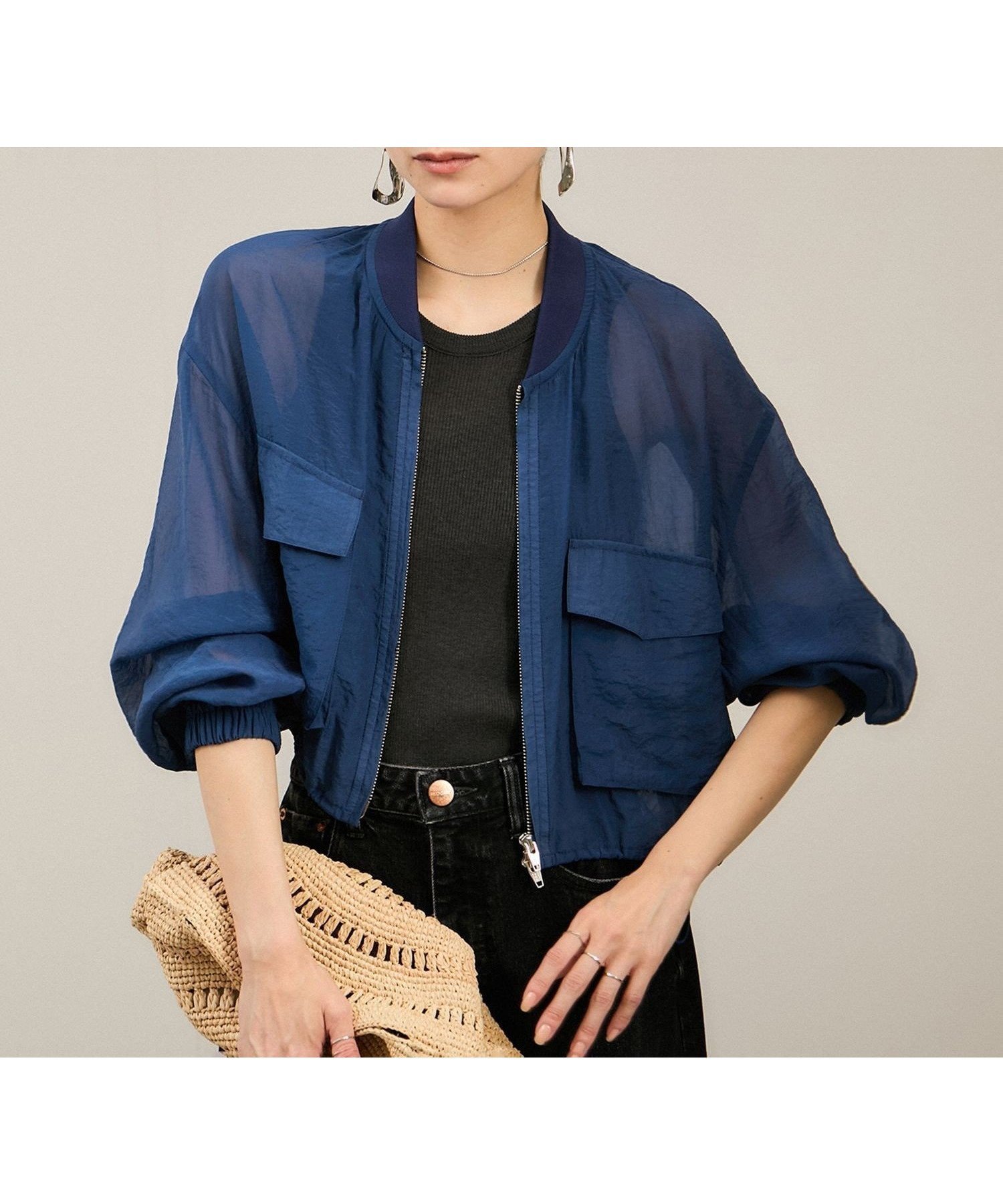 【サロン アダム エ ロペ/SALON adam et rope'】の25SS シアークロップドブルゾン 3 / シアーカーディガン インテリア・キッズ・メンズ・レディースファッション・服の通販 founy(ファニー) 　ファッション　Fashion　レディースファッション　Ladies' Fashion Online　トップス・カットソー　Tops/Tshirt　カーディガン　Cardigans　2025年　2025　2025春夏・S/S　Ss,Spring/Summer,2025　ブルゾン　Blouson　ベーシック　Basic　ブルー系(45)|ID: prp329100004478221 ipo3291000000032586742