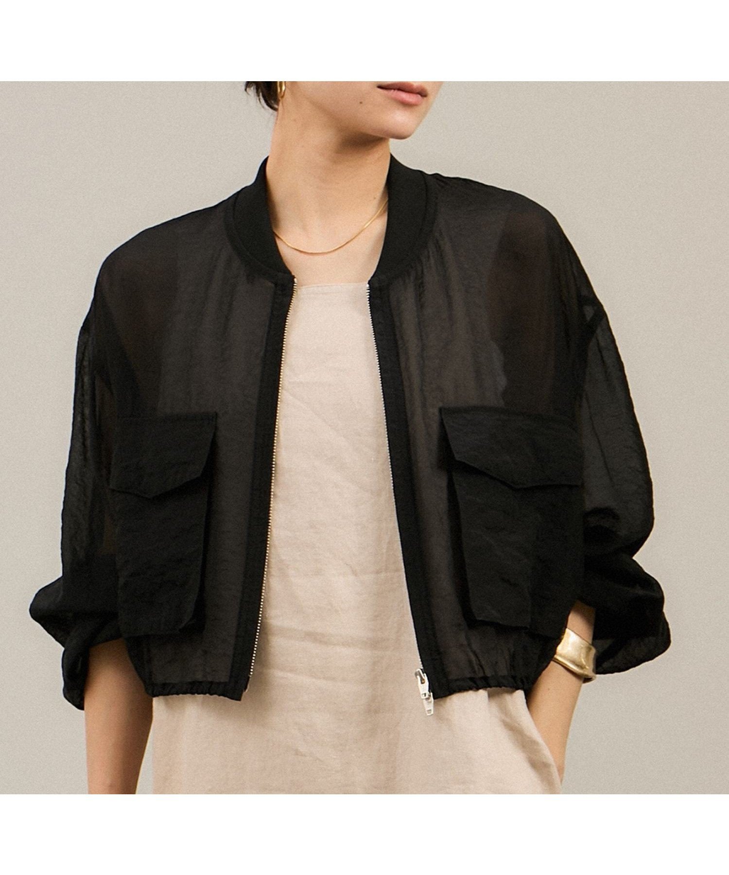 【サロン アダム エ ロペ/SALON adam et rope'】の25SS シアークロップドブルゾン 3 / シアーカーディガン インテリア・キッズ・メンズ・レディースファッション・服の通販 founy(ファニー) 　ファッション　Fashion　レディースファッション　Fashion for Women　トップス・カットソー　Cut & Sew Tops　カーディガン・羽織り　Layered Style Cardigans　2025年　2025　2025春夏・S/S　Spring/Summer 2025 SS25　クロップド　Cropped, Short Length　トレンド　Trend, Trending Now　ブルゾン　Blouson, Bomber Jacket　ベーシック　Basic, Essential　ワイド　Wide, Wide Fit　夏　Summer　軽量　Lightweight, Ultra Light　ブラック(01)|ID: prp329100004478221 ipo3291000000033834212