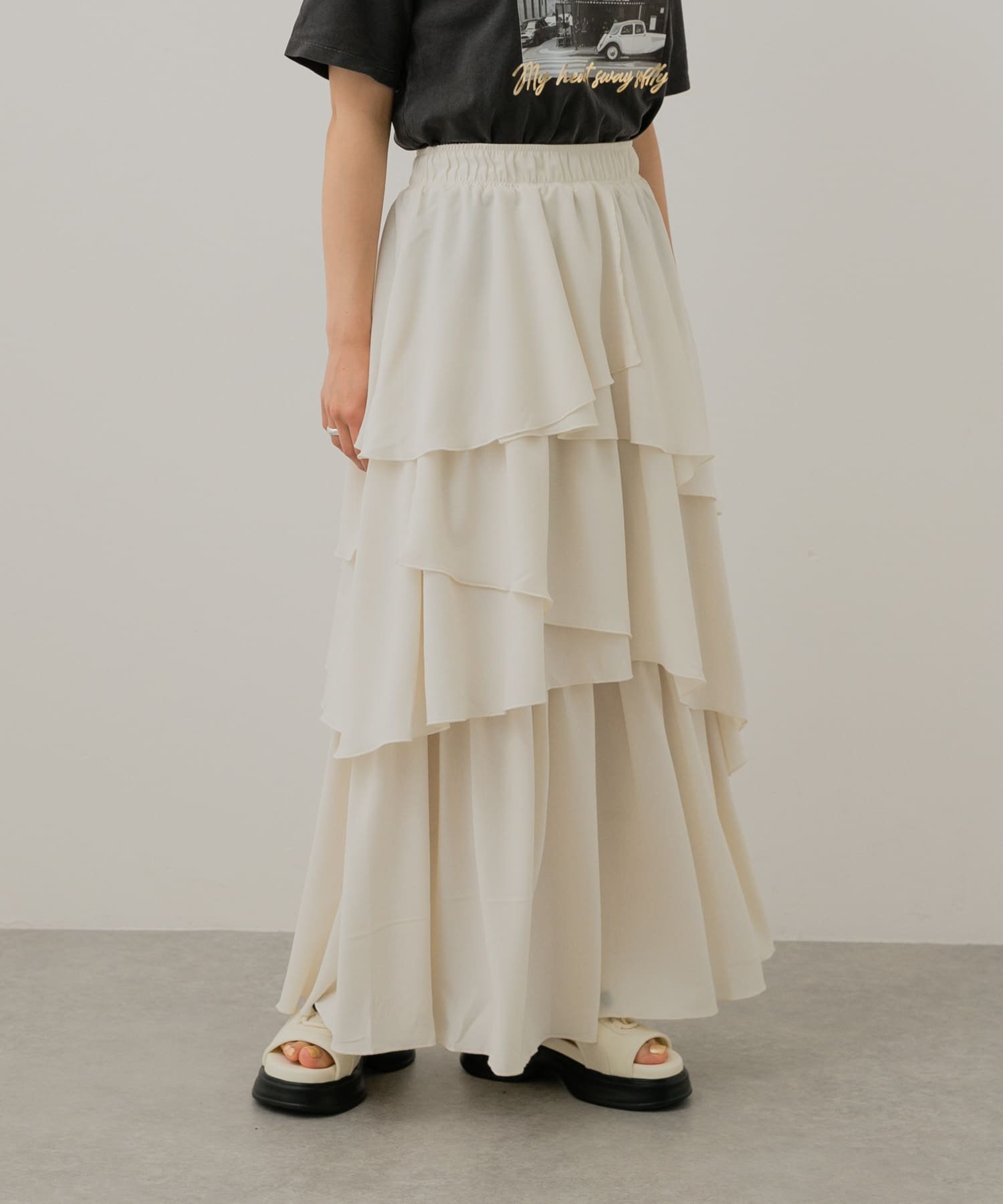 【センスオブプレイス/SENSE OF PLACE by URBAN RESEARCH】のアシメティアードスカート インテリア・キッズ・メンズ・レディースファッション・服の通販 founy(ファニー) 　ファッション　Fashion　レディースファッション　WOMEN　スカート　Skirt　ティアードスカート　Tiered Skirts　2025年　2025　2025春夏・S/S　Ss,Spring/Summer,2025　アシンメトリー　Asymmetry　シンプル　Simple　ティアード　Tiered　バランス　Balance　夏　Summer　S/S・春夏　Ss・Spring/Summer　IVORY|ID: prp329100004478425 ipo3291000000031740854