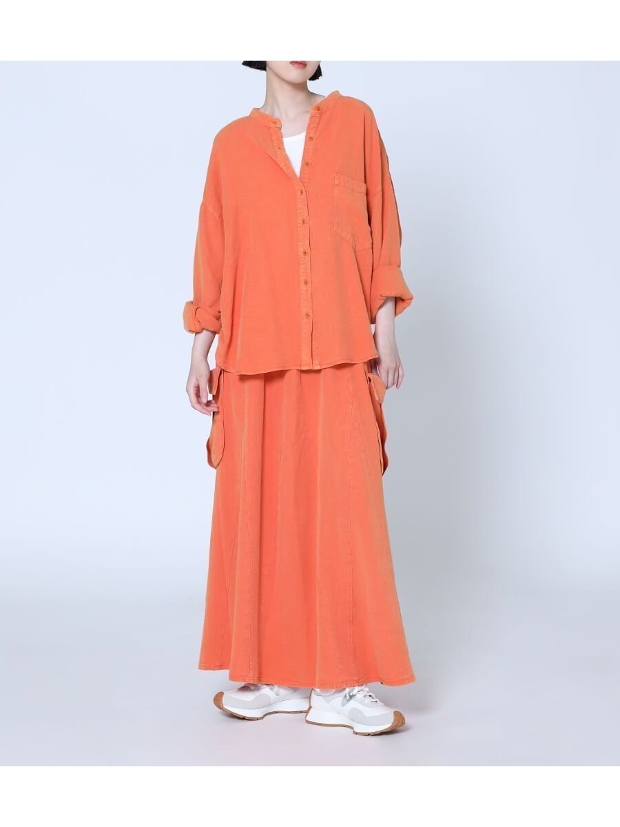 【ラシュッド/LASUD】のポイントポケットテンセルロングスカート インテリア・キッズ・メンズ・レディースファッション・服の通販 founy(ファニー) 　ファッション　Fashion　レディースファッション　WOMEN　スカート　Skirt　ロングスカート　Long Skirt　インディゴ　Indigo　セットアップ　Set Up　ポケット　Pocket　ロング　Long　オレンジ|ID: prp329100004478436 ipo3291000000031997113