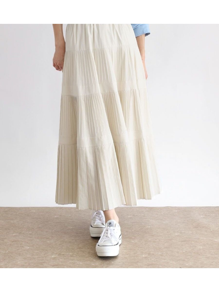 【ラシュッド/LASUD】のデザインプリーツスカート インテリア・キッズ・メンズ・レディースファッション・服の通販 founy(ファニー) 　ファッション　Fashion　レディースファッション　WOMEN　スカート　Skirt　プリーツスカート　Pleated Skirts　おすすめ　Recommend　カットソー　Cut And Sew　プリーツ　Pleats　ロング　Long　エレガント 上品　Elegant　人気　Popularity　アイボリー|ID: prp329100004478466 ipo3291000000031923372