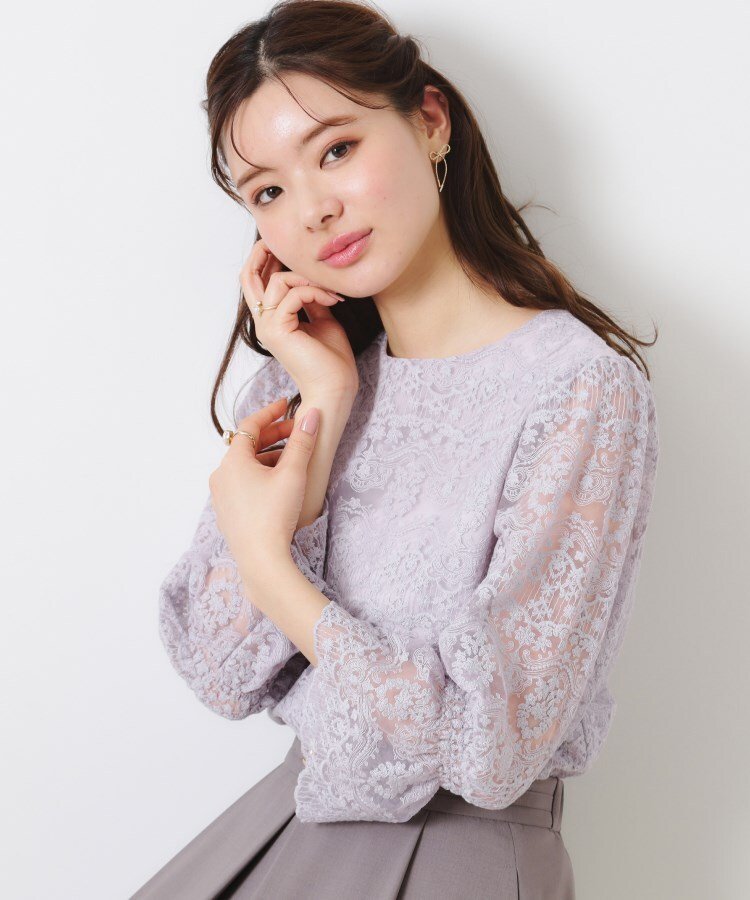 【クチュール ブローチ/Couture Brooch】の【一枚で着映える・華やか・通勤】エンブロチュール キャンディーズブラウス インテリア・キッズ・メンズ・レディースファッション・服の通販 founy(ファニー) 　ファッション　Fashion　レディースファッション　WOMEN　トップス・カットソー　Tops/Tshirt　シャツ/ブラウス　Shirts/Blouses　ストレッチ　Stretch　スリーブ　Sleeve　パール　Pearl　レース　Race　ビジネス 仕事 通勤　Business　サックスブルー|ID: prp329100004479103 ipo3291000000031896651