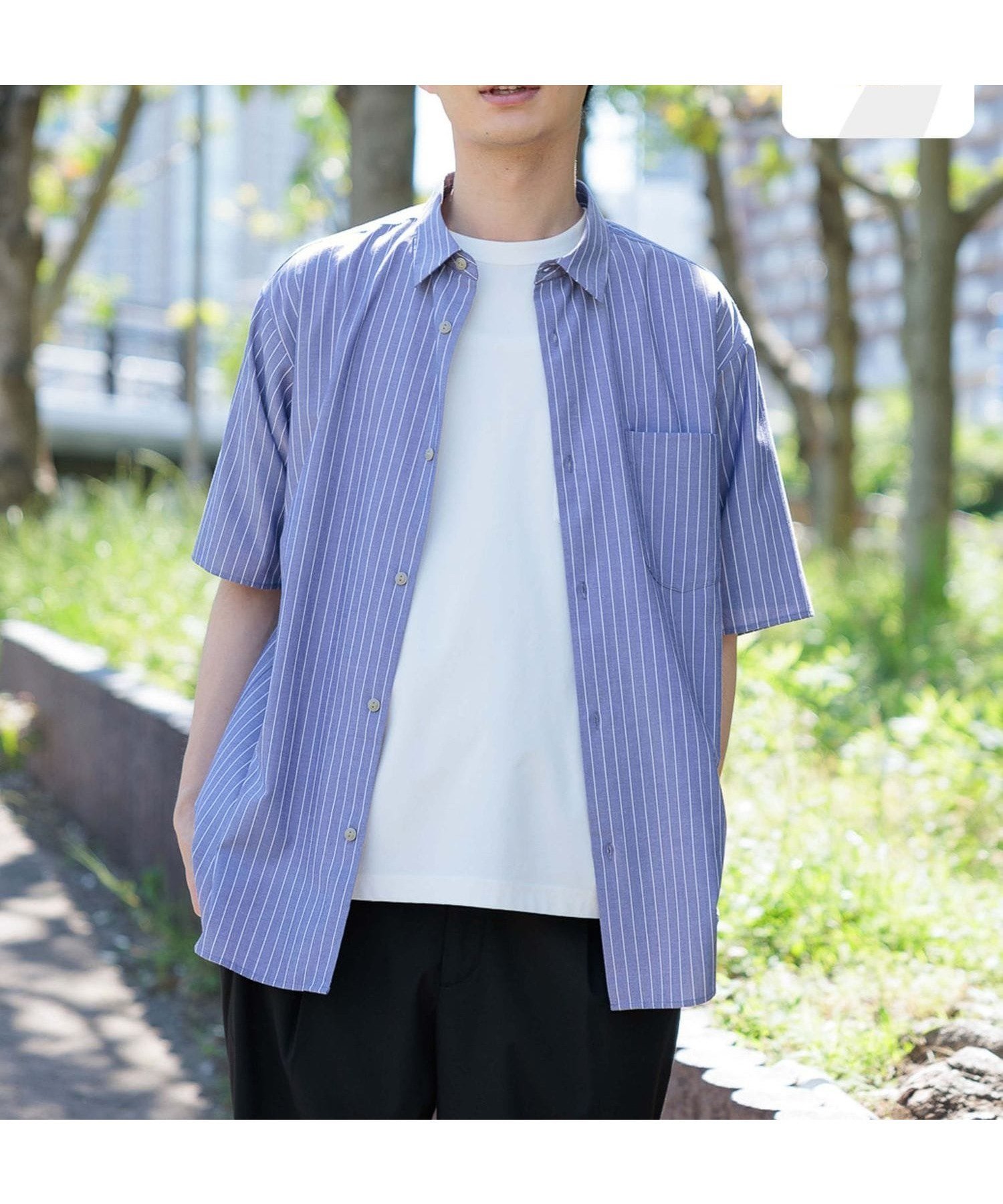 【グローバルワーク/GLOBAL WORK / MEN】のサラサマ快適シャツ/レギュラーカラー/半袖/986832 インテリア・キッズ・メンズ・レディースファッション・服の通販 founy(ファニー) 　ファッション　Fashion　メンズファッション　MEN　カーディガン　Cardigan　ドレープ　Drape　フロント　Front　リラックス　Relax　レギュラー　Regular　エレガント 上品　Elegant　半袖　Short Sleeve　夏　Summer　羽織　Haori　ブルーピンスト287|ID: prp329100004480140 ipo3291000000031753469