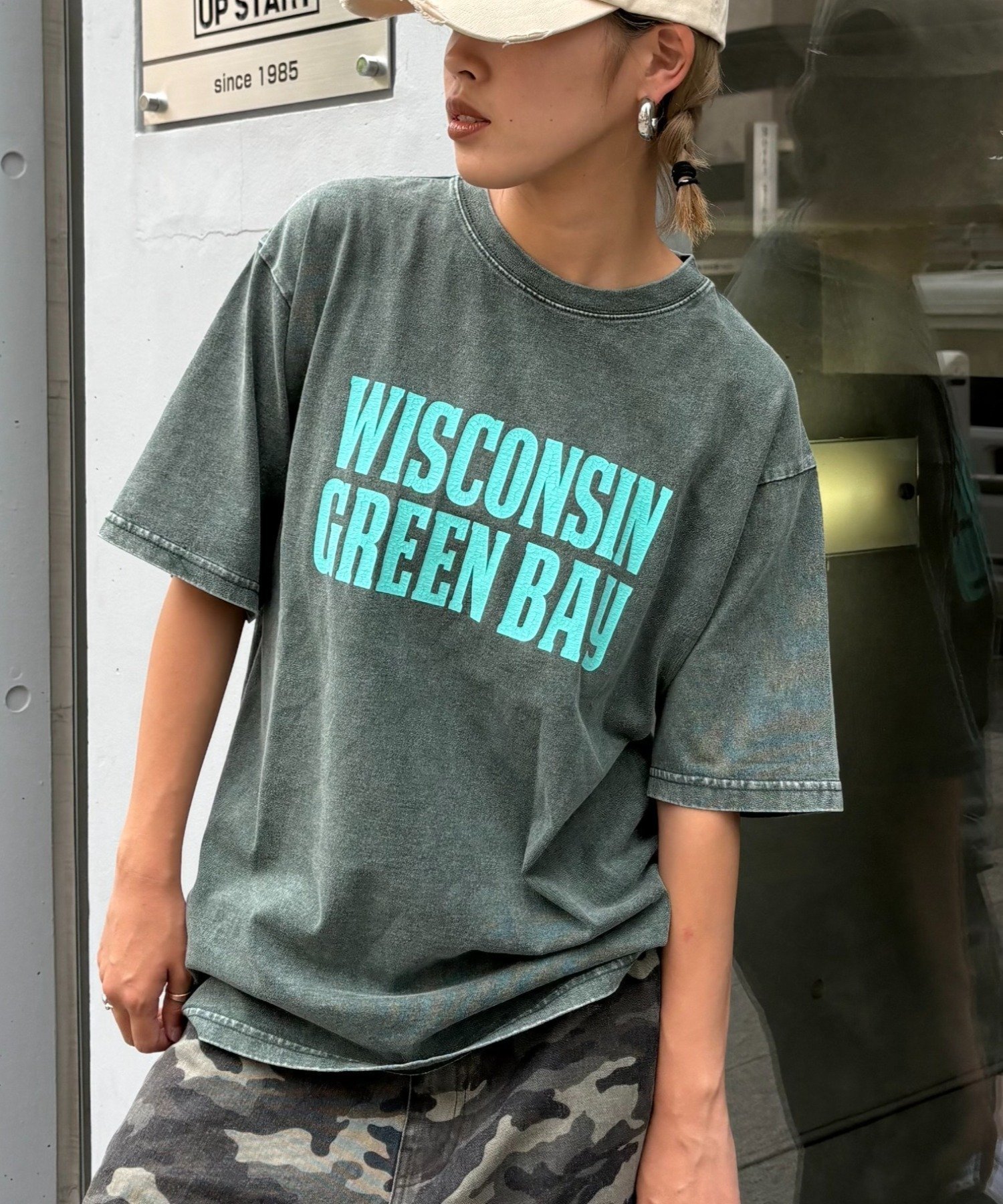 【チャオパニックティピー/CIAOPANIC TYPY】の【UNISEX】アシッドウォッシュ加工ロゴTEE インテリア・キッズ・メンズ・レディースファッション・服の通販 founy(ファニー) 　ファッション　Fashion　レディースファッション　Fashion for Women　ユニセックス　Unisex, Genderless　おすすめ　Recommended / Our Picks　ウォッシュ　Washed Finish　カーゴパンツ　Cargo Pants, Utility Pants　スウェット / スエット　Sweatshirt, Sweatwear　フリル　Frill, Ruffle　プリント　Print, Printed Pattern　ワイド　Wide, Wide Fit　ヴィンテージ　Vintage Style　グリーン|ID: prp329100004480233 ipo3291000000033297718