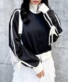 【イング/INGNI】のショート丈袖リボントラックジャージ クロ/オフホワイト|ID: prp329100004480540 ipo3291000000032346177