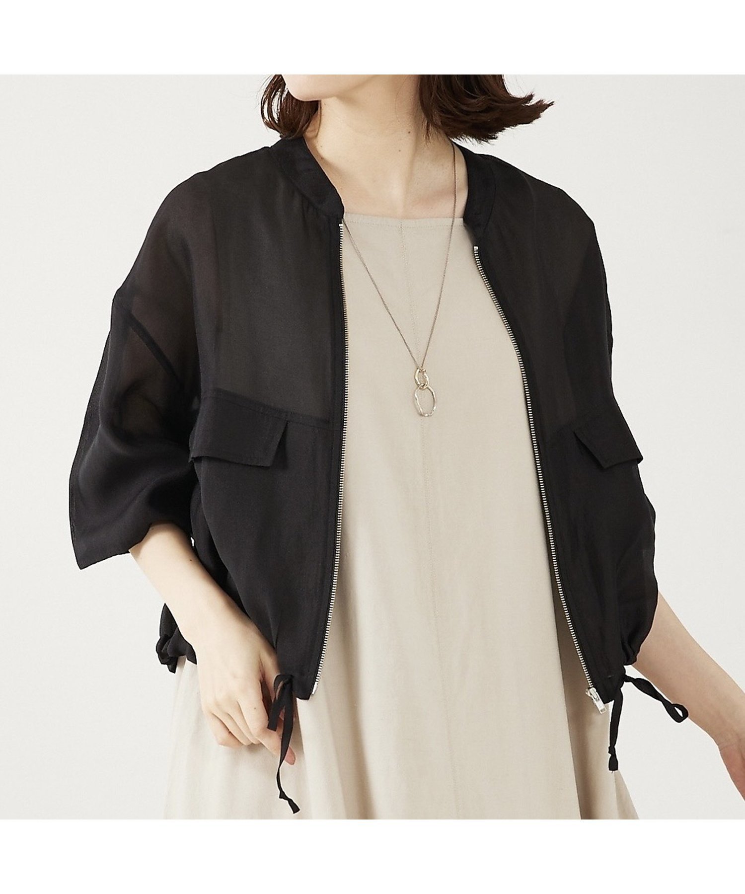 【アバハウスマヴィ/abahouse mavie】のシアーショートブルゾン 人気、トレンドファッション・服の通販 founy(ファニー) 　ファッション　Fashion　レディースファッション　WOMEN　アウター　Coat Outerwear　ブルゾン　Blouson/Jackets　シアー　Sheer　ショート　Short　トレンド　Trend　ノースリーブ　No Sleeve　バランス　Balance　フラップ　Flap　ブルゾン　Blouson　ポケット　Pocket　エレガント 上品　Elegant　夏　Summer　長袖　Long Sleeve　 other-1|ID: prp329100004480594 ipo3291000000031588032