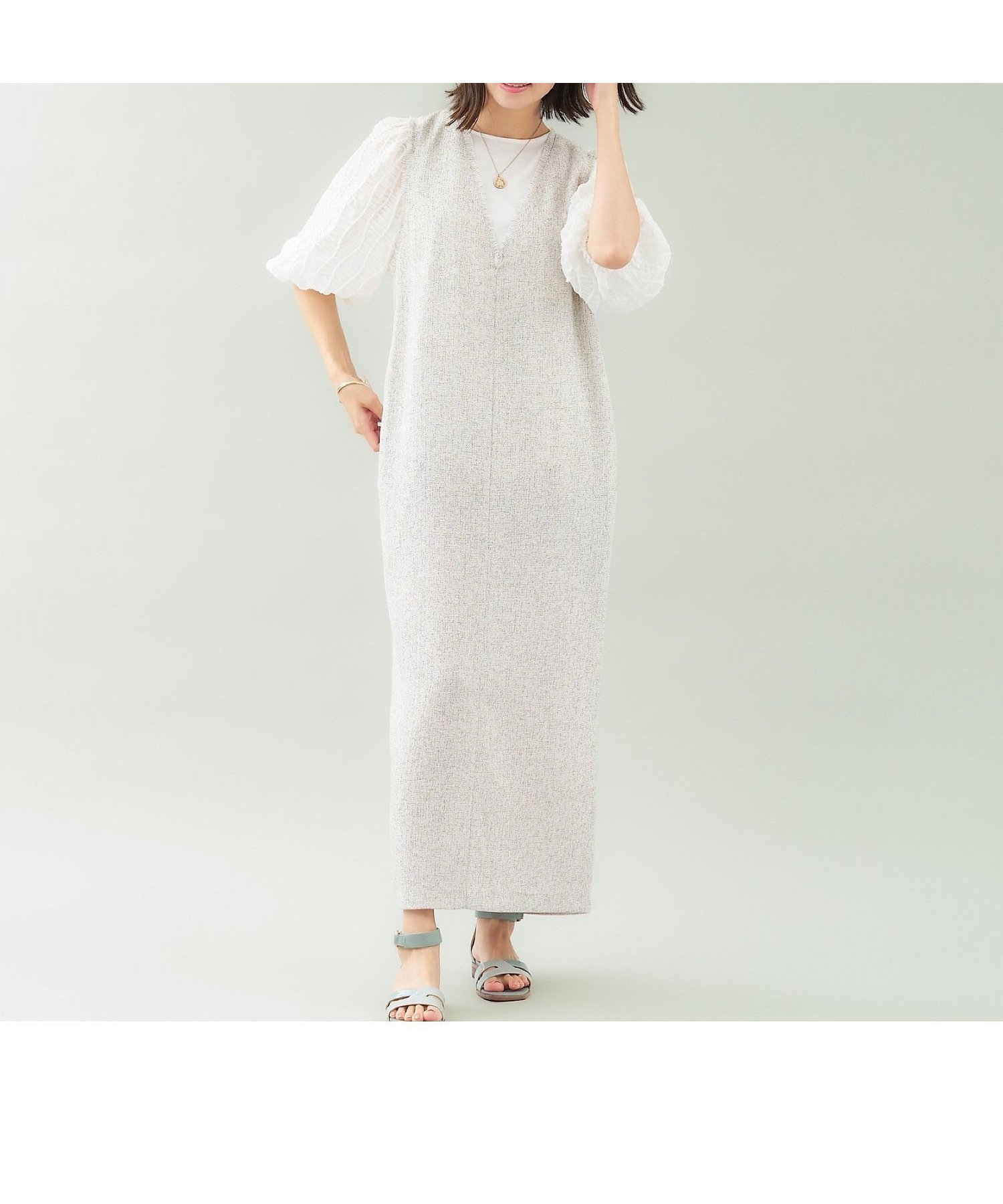 【アバハウスマヴィ/abahouse mavie】の【大人のいちまんワンピ】ツイードジャンパースカート 人気、トレンドファッション・服の通販 founy(ファニー) 　ファッション　Fashion　レディースファッション　WOMEN　スカート　Skirt　ショルダー　Shoulder　フリンジ　Fringe　エレガント 上品　Elegant　 other-1|ID: prp329100004481232 ipo3291000000031733705