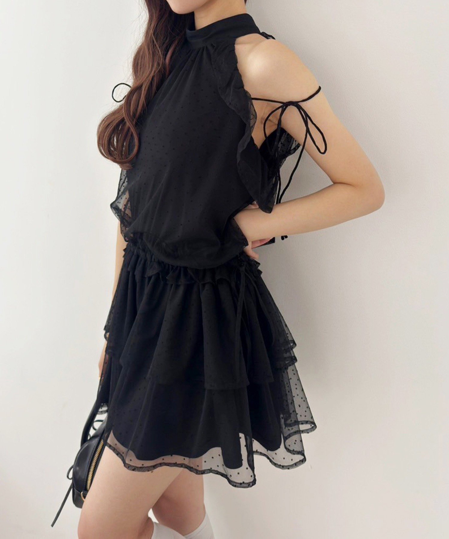 【ナイスクラップ/NICE CLAUP】の【Black collection】アメスリミニワンピース インテリア・キッズ・メンズ・レディースファッション・服の通販 founy(ファニー) 　ファッション　Fashion　レディースファッション　WOMEN　ワンピース　Dress　おすすめ　Recommend　ガーリー　Girly　ショート　Short　チュニック　Tunic　デニム　Denim　フェミニン　Feminine　フリル　Frills　ペプラム　Peplum　ミュール　Mule　リボン　Ribbon　夏　Summer　春　Spring　S/S・春夏　Ss・Spring/Summer　ブラック系その他|ID: prp329100004481266 ipo3291000000032366595