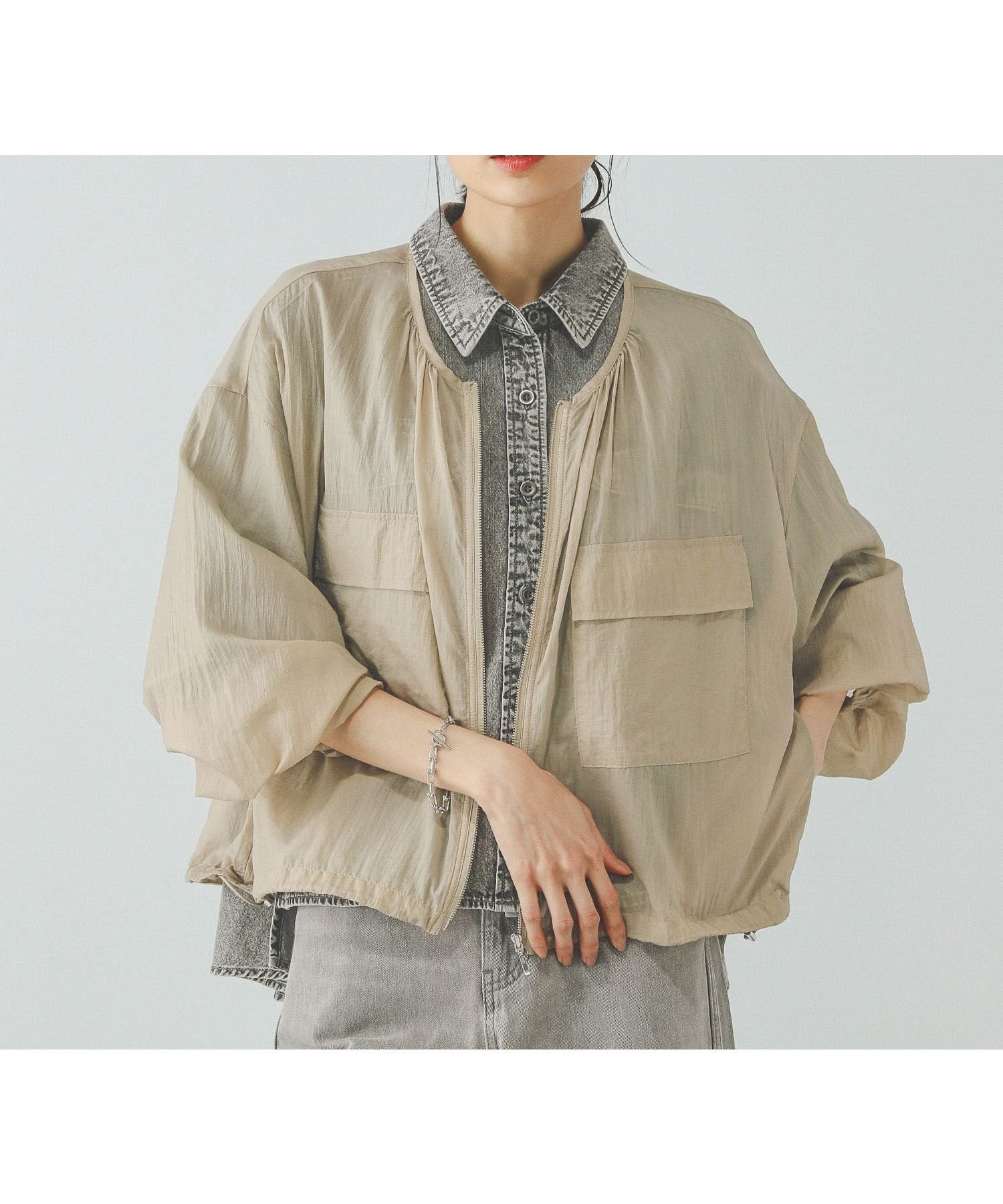 【グローバルワーク/GLOBAL WORK】のエアかるシアーブルゾン/289975 インテリア・キッズ・メンズ・レディースファッション・服の通販 founy(ファニー) 　ファッション　Fashion　レディースファッション　WOMEN　アウター　Coat Outerwear　ブルゾン　Blouson/Jackets　シアー　Sheer　フェミニン　Feminine　ブルゾン　Blouson　ポケット　Pocket　ワイド　Wide　軽量　Lightweight　ペールカーキ72|ID: prp329100004481298 ipo3291000000031931955