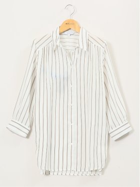 【タカキュー/TAKA-Q】の脇タック前開き スキッパーシャツチュニック 人気、トレンドファッション・服の通販 founy(ファニー) ファッション Fashion レディースファッション Fashion for Women トップス・カットソー Cut & Sew Tops シャツ・ブラウス・オフィスカジュアル Elegant Blouses & Button-Ups アクセサリー Fashion Accessories スキッパー Skipper, Open Collar ストライプ Stripe, Striped Pattern チュニック Tunic, Long Top ネックレス Necklace, Pendant Necklace バランス Balance, Style Balance フィット Fit, Slim Fit 無地 Plain, Solid Color おすすめ Recommended / Our Picks 夏 Summer |ID:prp329100004481682
