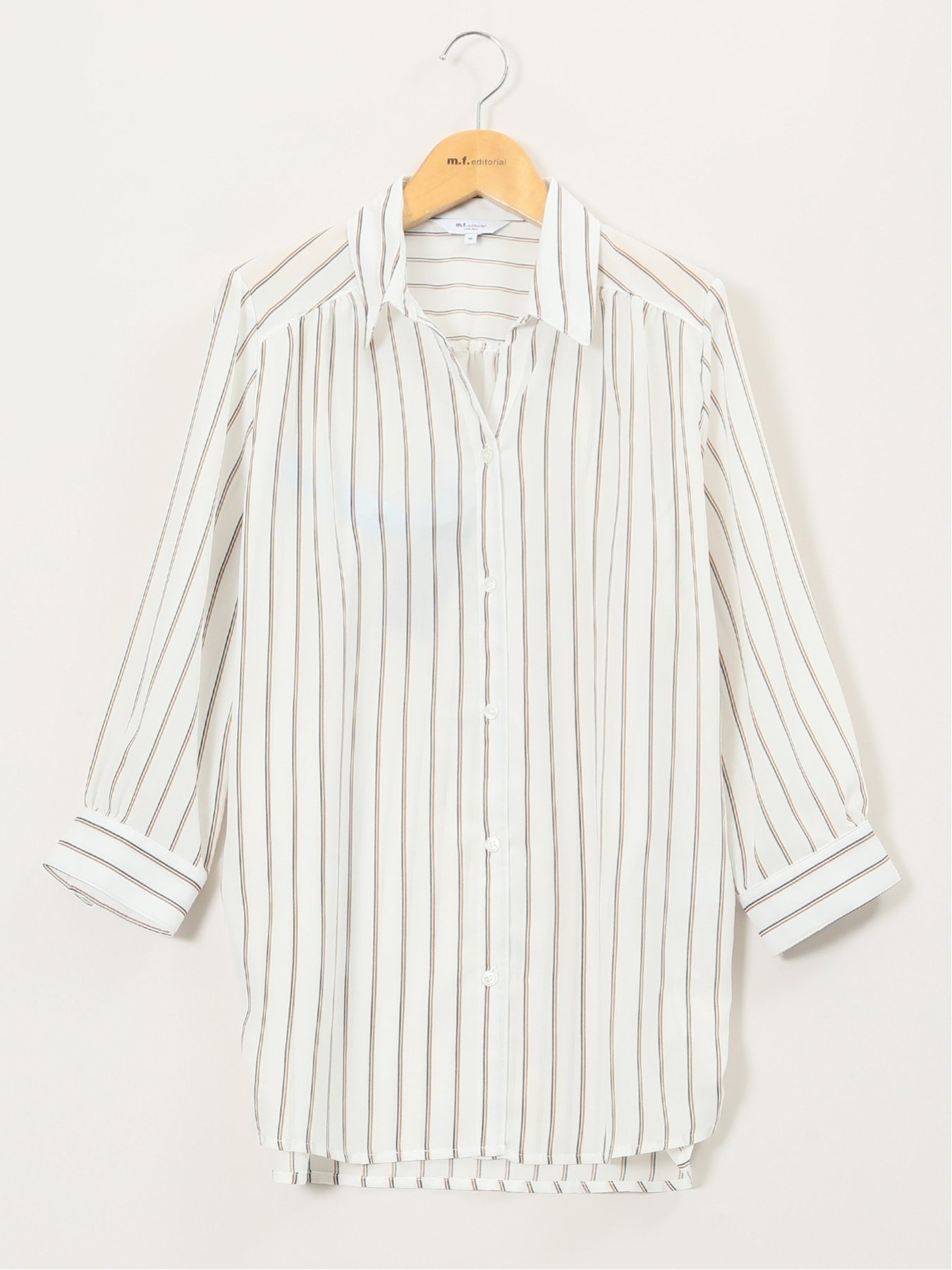 【タカキュー/TAKA-Q】の脇タック前開き スキッパーシャツチュニック 人気、トレンドファッション・服の通販 founy(ファニー) 　ファッション　Fashion　レディースファッション　Fashion for Women　トップス・カットソー　Cut & Sew Tops　シャツ・ブラウス・オフィスカジュアル　Elegant Blouses & Button-Ups　アクセサリー　Fashion Accessories　スキッパー　Skipper, Open Collar　ストライプ　Stripe, Striped Pattern　チュニック　Tunic, Long Top　ネックレス　Necklace, Pendant Necklace　バランス　Balance, Style Balance　フィット　Fit, Slim Fit　無地　Plain, Solid Color　おすすめ　Recommended / Our Picks　夏　Summer　 other-1|ID: prp329100004481682 ipo3291000000033427266