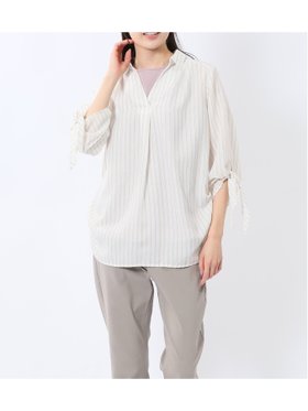 【タカキュー/TAKA-Q】の袖リボンかぶり スキッパーシャツチュニック 人気、トレンドファッション・服の通販 founy(ファニー) ファッション Fashion レディースファッション WOMEN トップス・カットソー Tops/Tshirt シャツ/ブラウス Shirts/Blouses アクセサリー Accessories 春 Spring スキッパー Skipper ストライプ Stripe チュニック Tunic ドット Dot ネックレス Necklace バランス Balance フィット Fit モノトーン Monotone リボン Ribbon S/S・春夏 Ss・Spring/Summer おすすめ Recommend 夏 Summer |ID:prp329100004481684