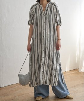 【エルビーシー/LBC】のストライプガウンワンピース 人気、トレンドファッション・服の通販 founy(ファニー) ファッション Fashion レディースファッション WOMEN ワンピース Dress おすすめ Recommend ストライプ Stripe スリット Slit ロング Long 夏 Summer |ID:prp329100004481946