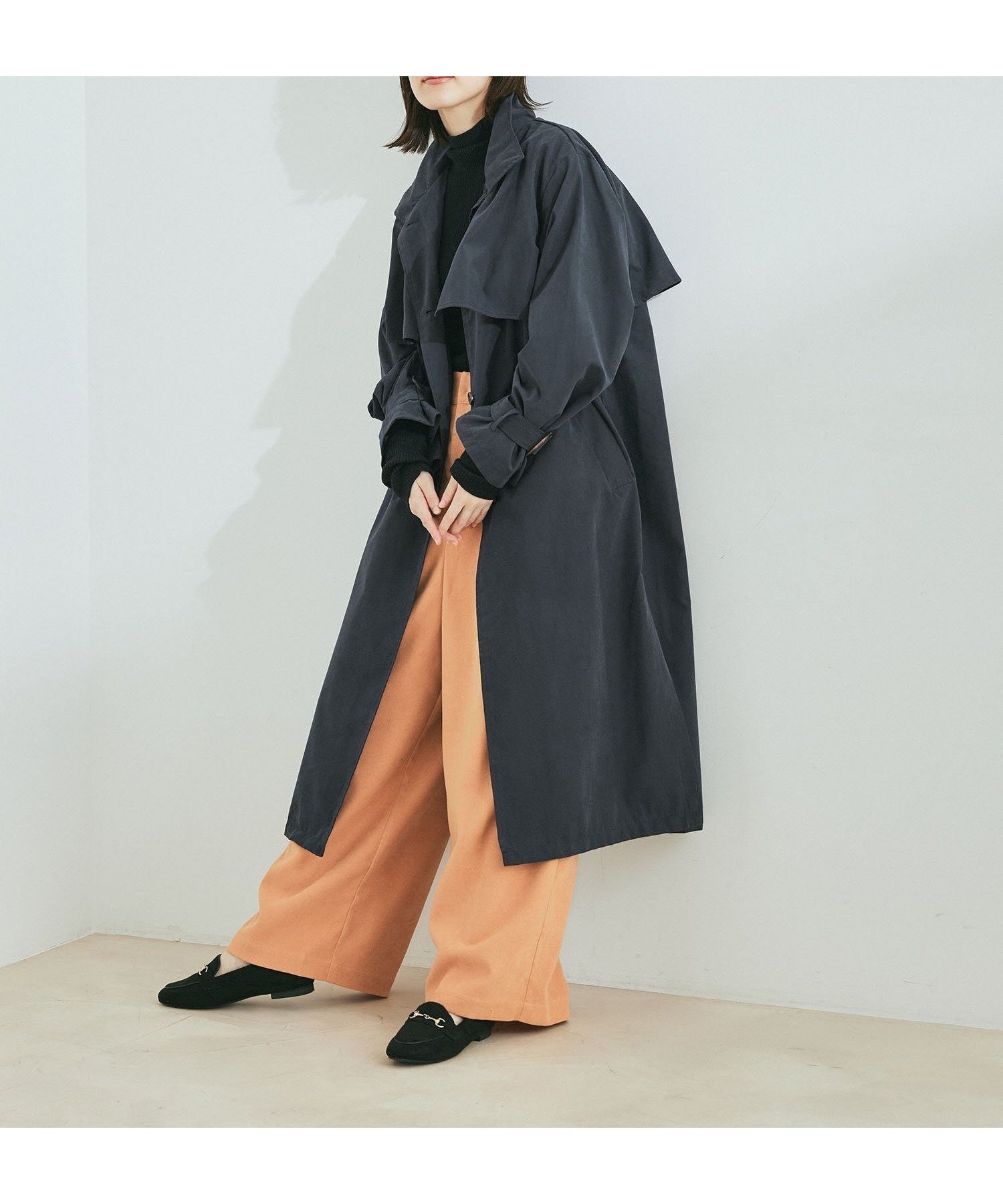 【ジャイロ/JAYRO】の胸ヨークスタンドカラーコート インテリア・キッズ・メンズ・レディースファッション・服の通販 founy(ファニー) 　ファッション　Fashion　レディースファッション　WOMEN　アウター　Coat Outerwear　コート　Coats　スタンド　Stand　スリーブ　Sleeve　デニム　Denim　ピーチ　Peach　ポケット　Pocket　マニッシュ　Mannish　ヨーク　Yoke　ロング　Long　定番　Standard　春　Spring　秋　Autumn/Fall　ネイビー(40)|ID: prp329100004482117 ipo3291000000031726818
