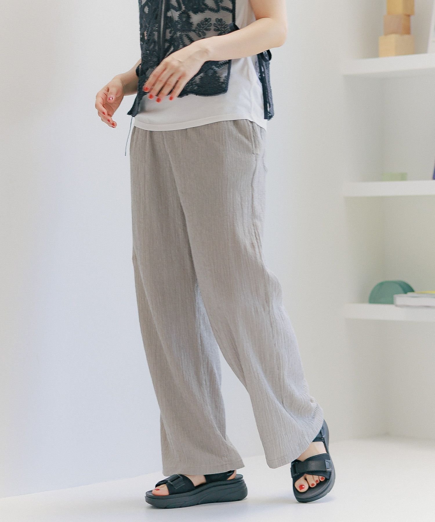 【ニコアンド/niko and】のDRYクシュイージーパンツ インテリア・キッズ・メンズ・レディースファッション・服の通販 founy(ファニー) 　ファッション　Fashion　レディースファッション　WOMEN　パンツ　Pants　おすすめ　Recommend　シンプル　Simple　スタイリッシュ　Stylish　ワイド　Wide　エレガント 上品　Elegant　旅行　Travel　楽ちん　Easy　グレー無地12|ID: prp329100004482543 ipo3291000000031904032