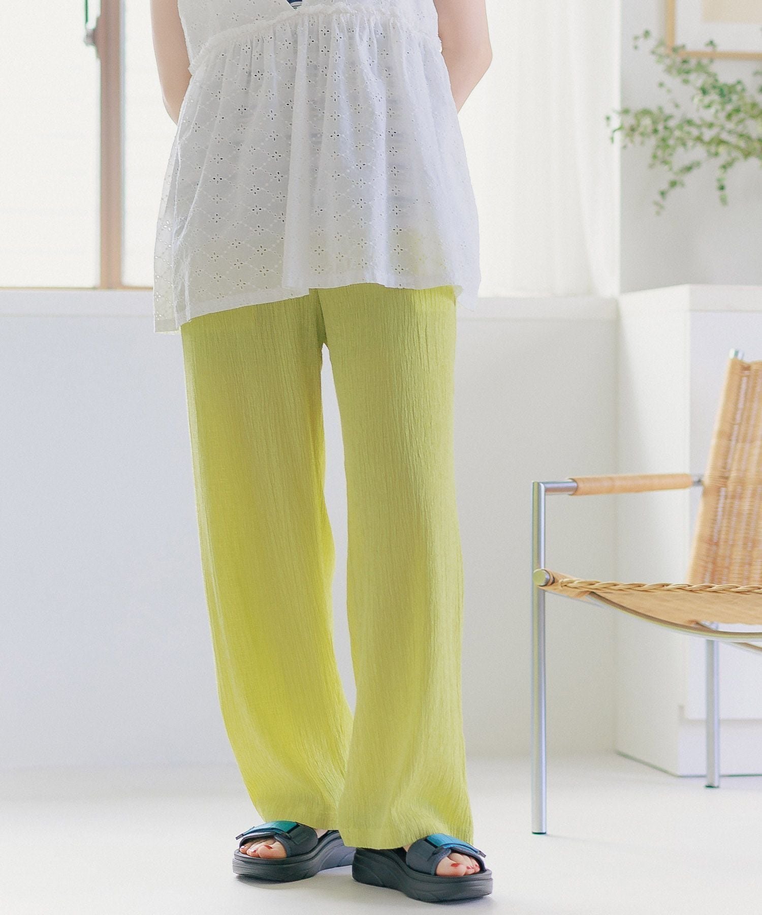 【ニコアンド/niko and】のDRYクシュイージーパンツ インテリア・キッズ・メンズ・レディースファッション・服の通販 founy(ファニー) 　ファッション　Fashion　レディースファッション　WOMEN　パンツ　Pants　おすすめ　Recommend　シンプル　Simple　スタイリッシュ　Stylish　ワイド　Wide　エレガント 上品　Elegant　旅行　Travel　楽ちん　Easy　イエロー無地60|ID: prp329100004482543 ipo3291000000031904040