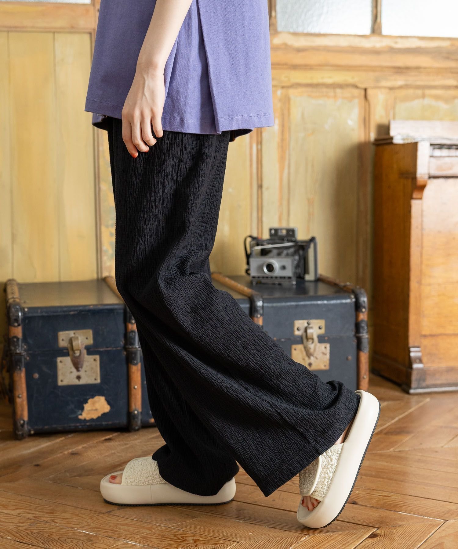 【ニコアンド/niko and】の【WEB限定 Sサイズあり】DRYクシュイージーパンツ【新色入荷】 インテリア・キッズ・メンズ・レディースファッション・服の通販 founy(ファニー) 　ファッション　Fashion　レディースファッション　Fashion for Women　パンツ　Pants & Trousers　おすすめ　Recommended / Our Picks　シンプル　Simple, Minimal　スタイリッシュ　Stylish, Fashionable　ワイド　Wide, Wide Fit　エレガント 上品　Elegant　旅行　Travel　楽ちん　Easy Fit, Comfortable　ブラック無地19|ID: prp329100004482543 ipo3291000000033454216