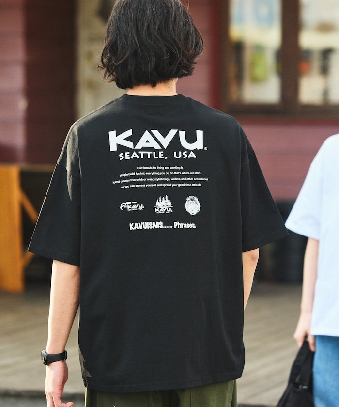 【フリークスストア/FREAK'S STORE】のKAVU×FREAK S STORE/カブ- 別注 ビッグシルエット バックプリントTシャツ/ICON 【限定展開】 25SS インテリア・キッズ・メンズ・レディースファッション・服の通販 founy(ファニー) 　ファッション　Fashion　レディースファッション　WOMEN　トップス・カットソー　Tops/Tshirt　シャツ/ブラウス　Shirts/Blouses　ロング / Tシャツ　T-Shirts　バッグ　Bag　2025年　2025　2025春夏・S/S　Ss,Spring/Summer,2025　おすすめ　Recommend　インナー　Inner　グラフィック　Graphic　シンプル　Simple　トレンド　Trend　ビッグ　Big　フロント　Front　プリント　Print　ボトム　Bottom　ワンポイント　One Point　人気　Popularity　別注　Special Order　夏　Summer　定番　Standard　S/S・春夏　Ss・Spring/Summer　ブラック|ID: prp329100004482838 ipo3291000000032373399