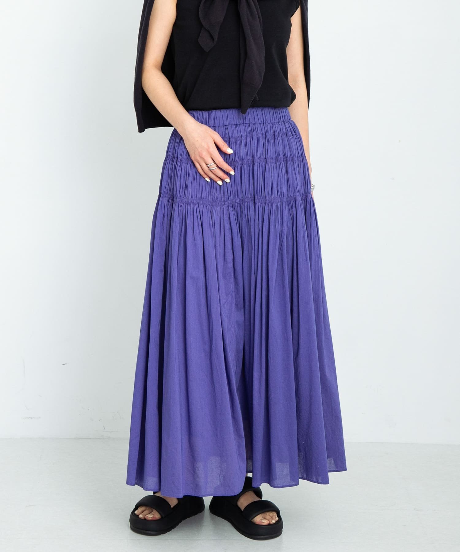 【サニーレーベル/Sonny Label / URBAN RESEARCH】のシャーリングエアリーコットンボイルスカート インテリア・キッズ・メンズ・レディースファッション・服の通販 founy(ファニー) 　ファッション　Fashion　レディースファッション　WOMEN　スカート　Skirt　2025年　2025　2025春夏・S/S　Ss,Spring/Summer,2025　インド　India　エアリー　Airy　シャーリング　Shirring　シンプル　Simple　夏　Summer　S/S・春夏　Ss・Spring/Summer　ブルー|ID: prp329100004483446 ipo3291000000031953192