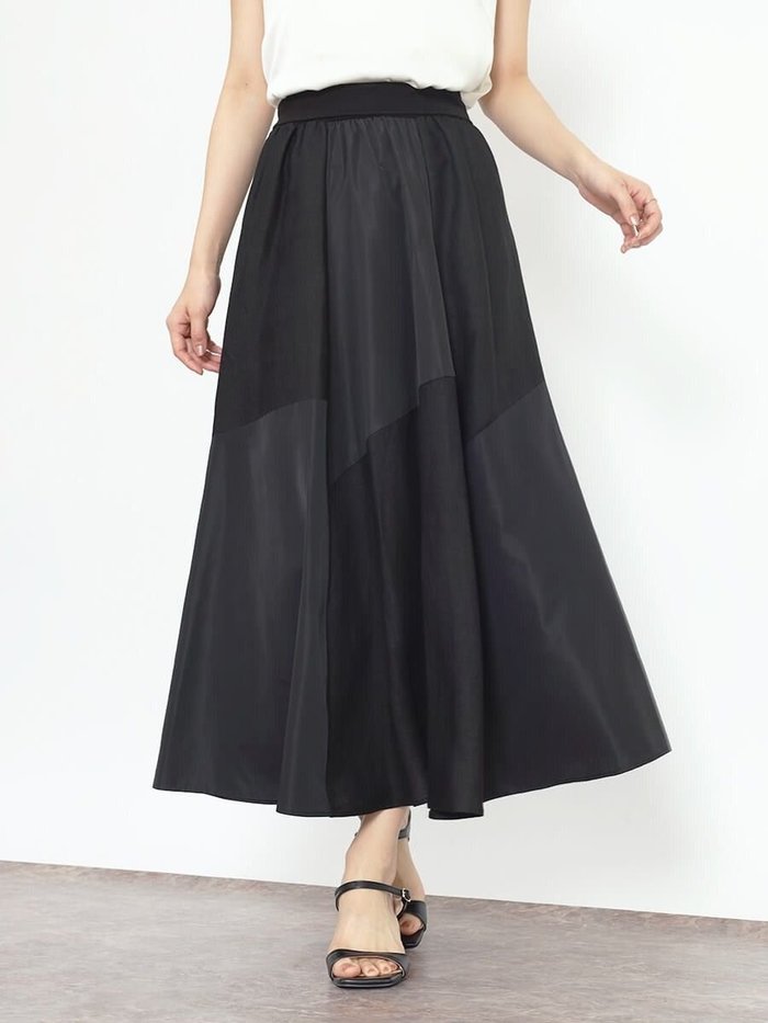 【ヴァン/Vin】の異素材切り替えフレアスカート インテリア・キッズ・メンズ・レディースファッション・服の通販 founy(ファニー) https://founy.com/ ファッション Fashion レディースファッション Fashion for Women スカート Skirts Aライン・フレアスカート A-Line & Flared Skirts サテン Satin, Glossy Fabric パッチワーク Patchwork, Mixed Fabric フェミニン Feminine, Girly フレア Flare, Flared |ID: prp329100004483688 ipo3291000000032656114