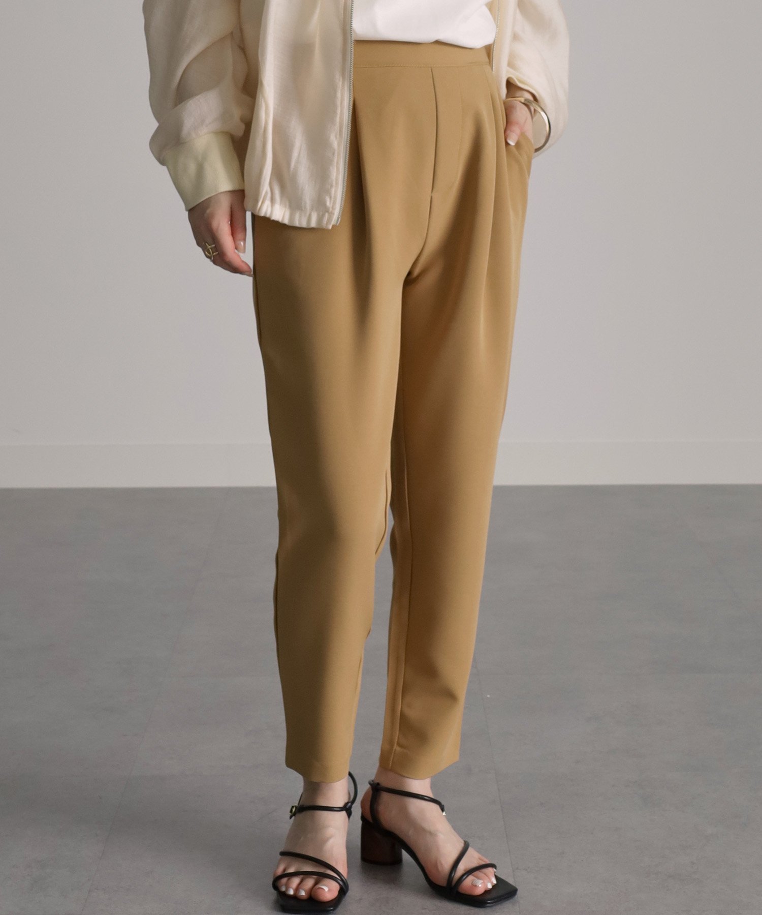 【ラナン/Ranan】の美脚シルエットタックパンツ(股下61cm) インテリア・キッズ・メンズ・レディースファッション・服の通販 founy(ファニー) 　ファッション　Fashion　レディースファッション　WOMEN　パンツ　Pants　ストレッチ　Stretch　ポケット　Pocket　定番　Standard　BE|ID: prp329100004483851 ipo3291000000031995070
