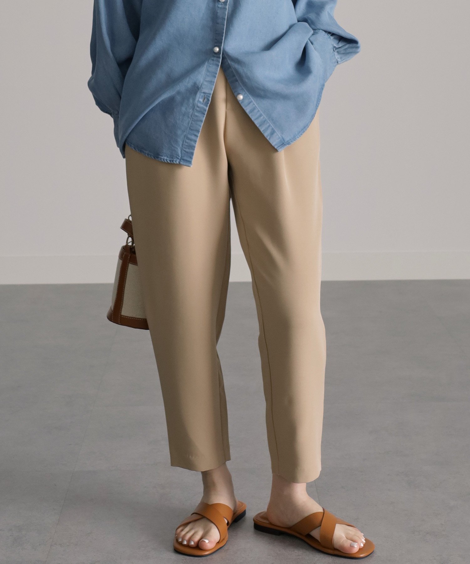 【ラナン/Ranan】の美脚シルエットタックパンツ(股下61cm) インテリア・キッズ・メンズ・レディースファッション・服の通販 founy(ファニー) 　ファッション　Fashion　レディースファッション　WOMEN　パンツ　Pants　ストレッチ　Stretch　ポケット　Pocket　定番　Standard　LBE|ID: prp329100004483851 ipo3291000000031995075
