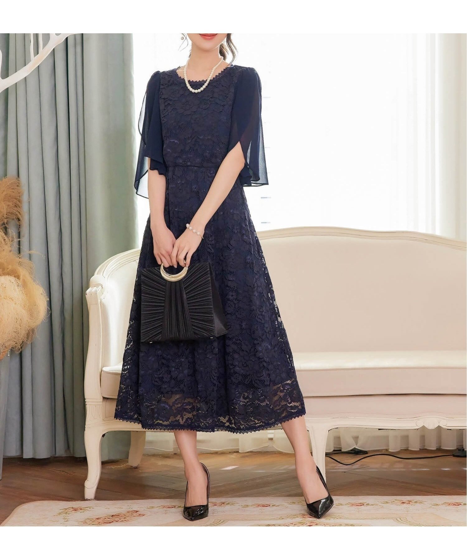【ドレス/DRESS+】のドレス フォーマルワンピース フォーマルドレス パーティードレス インテリア・キッズ・メンズ・レディースファッション・服の通販 founy(ファニー) 　ファッション　Fashion　レディースファッション　WOMEN　ワンピース　Dress　ドレス　Party Dresses　シフォン　Chiffon　スリーブ　Sleeve　チューリップ　Tulip　ドッキング　Docking　ドレス　Dress　レース　Race　エレガント 上品　Elegant　二次会　Wedding Party　結婚式　Wedding Ceremony　ネイビー|ID: prp329100004483973 ipo3291000000032268001
