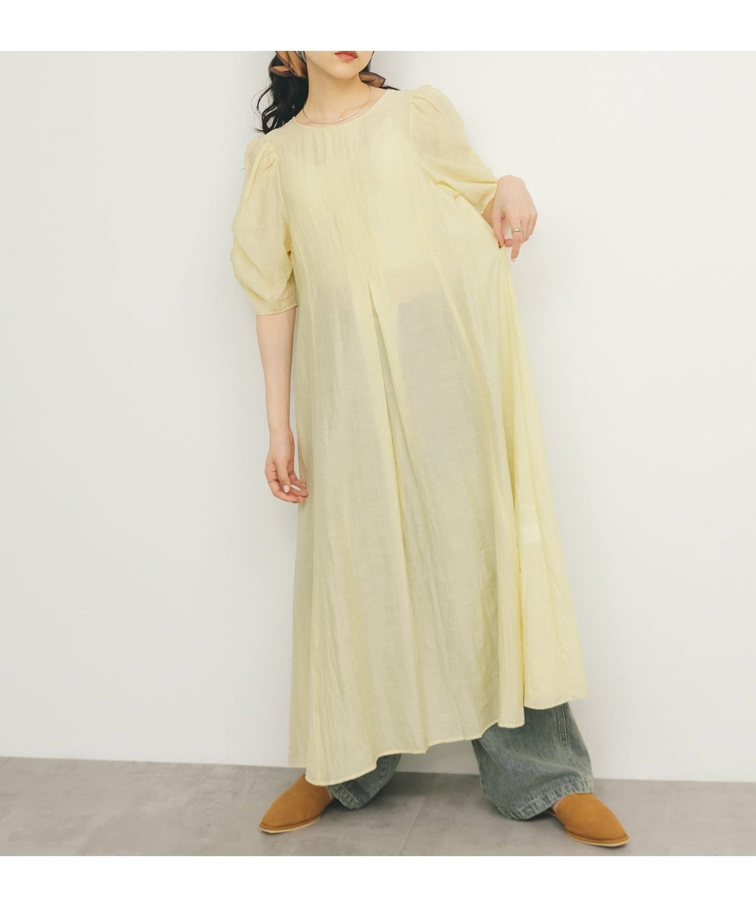 【ケービーエフ/KBF / URBAN RESEARCH】のギャザースリーブフレアワンピース インテリア・キッズ・メンズ・レディースファッション・服の通販 founy(ファニー) 　ファッション　Fashion　レディースファッション　WOMEN　ワンピース　Dress　2025年　2025　2025春夏・S/S　Ss,Spring/Summer,2025　おすすめ　Recommend　コンパクト　Compact　シャーリング　Shirring　スカーフ　Scarf　デニム　Denim　トレンド　Trend　フレア　Flare　ペチコート　Petticoat　ボトム　Bottom　夏　Summer　S/S・春夏　Ss・Spring/Summer　CUSTARD|ID: prp329100004484013 ipo3291000000032268950