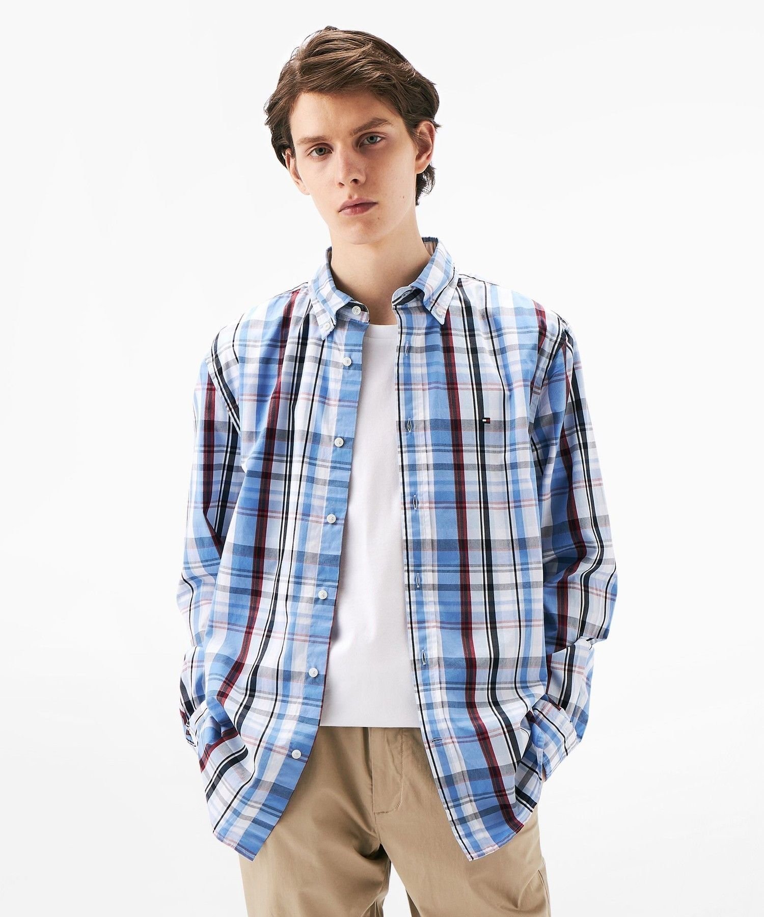 【トミーヒルフィガー/TOMMY HILFIGER / MEN】のフレックスポプリンチェックボタンダウンシャツ インテリア・キッズ・メンズ・レディースファッション・服の通販 founy(ファニー) 　ファッション　Fashion　メンズファッション　MEN　アメリカン　American　インナー　Inner　カットソー　Cut And Sew　カーディガン　Cardigan　ジャケット　Jacket　ワンポイント　One Point　ブラック0MS|ID: prp329100004484905 ipo3291000000031614468