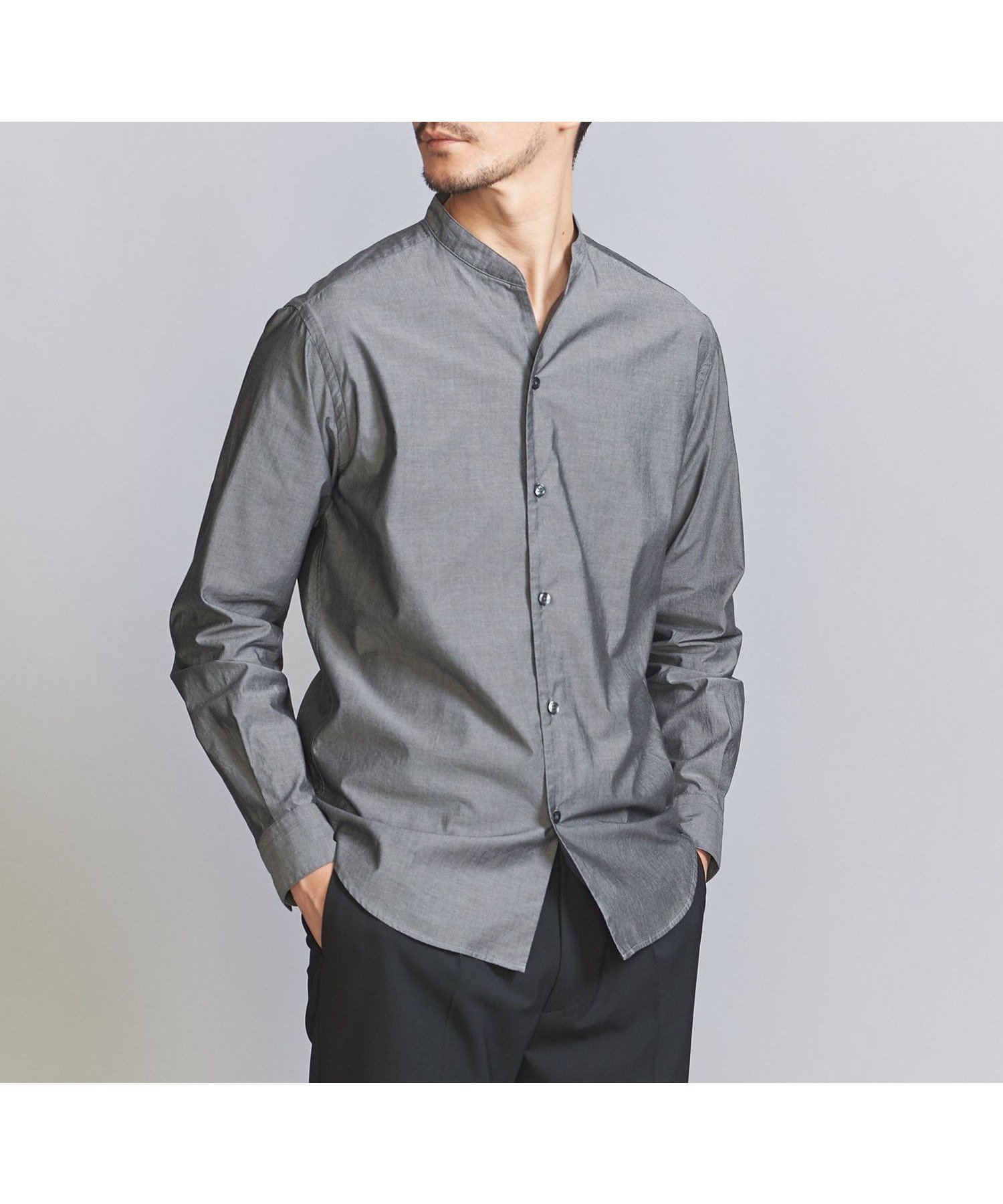 【ビューティ&ユース ユナイテッドアローズ/BEAUTY&YOUTH / UNITED ARROWS / MEN】の【WEB限定 WARDROBE SMART】コットン バンドカラー スキッパー シャツ インテリア・キッズ・メンズ・レディースファッション・服の通販 founy(ファニー) 　ファッション　Fashion　メンズファッション　MEN　インナー　Inner　ジャケット　Jacket　スキッパー　Skipper　スマート　Smart　スラックス　Slacks　デニム　Denim　バランス　Balance　パターン　Pattern　ファブリック　Fabric　ブロード　Broad　おすすめ　Recommend　ビジネス 仕事 通勤　Business　DK.GRAY|ID: prp329100004484911 ipo3291000000031740735