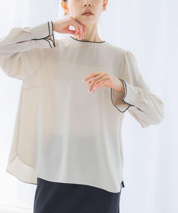 【アーバンリサーチ ロッソ/URBAN RESEARCH ROSSO】のパイピングデザインブラウス インテリア・キッズ・メンズ・レディースファッション・服の通販 founy(ファニー) https://founy.com/ ファッション Fashion レディースファッション WOMEN トップス・カットソー Tops/Tshirt シャツ/ブラウス Shirts/Blouses 2025年 2025 2025春夏・S/S Ss,Spring/Summer,2025 インナー Inner カフス Cuffs ジョーゼット Georgette フェミニン Feminine エレガント 上品 Elegant 夏 Summer S/S・春夏 Ss・Spring/Summer |ID: prp329100004484919 ipo3291000000031996943