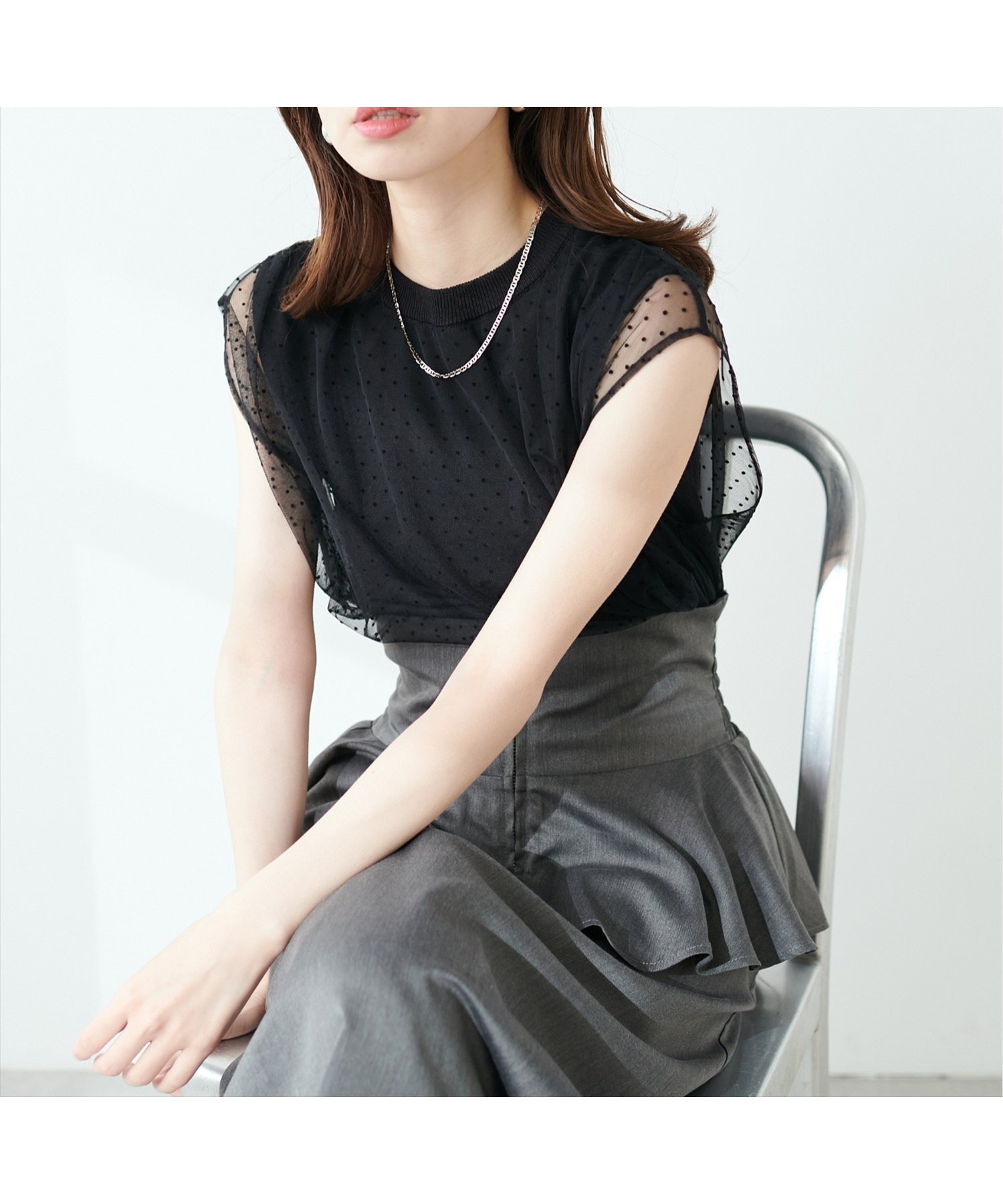 【ナチュラルクチュール/natural couture】のチュールニットレイヤードTOPS インテリア・キッズ・メンズ・レディースファッション・服の通販 founy(ファニー) 　ファッション　Fashion　レディースファッション　WOMEN　トップス・カットソー　Tops/Tshirt　ニット　Knit Tops　2025年　2025　2025春夏・S/S　Ss,Spring/Summer,2025　インナー　Inner　キャミワンピース　Cami Dress　サロペット　Overalls　シンプル　Simple　ダウン　Down　デニム　Denim　フレア　Flare　マーメイド　Mermaid　エレガント 上品　Elegant　ブラック系その他|ID: prp329100004485064 ipo3291000000031953277
